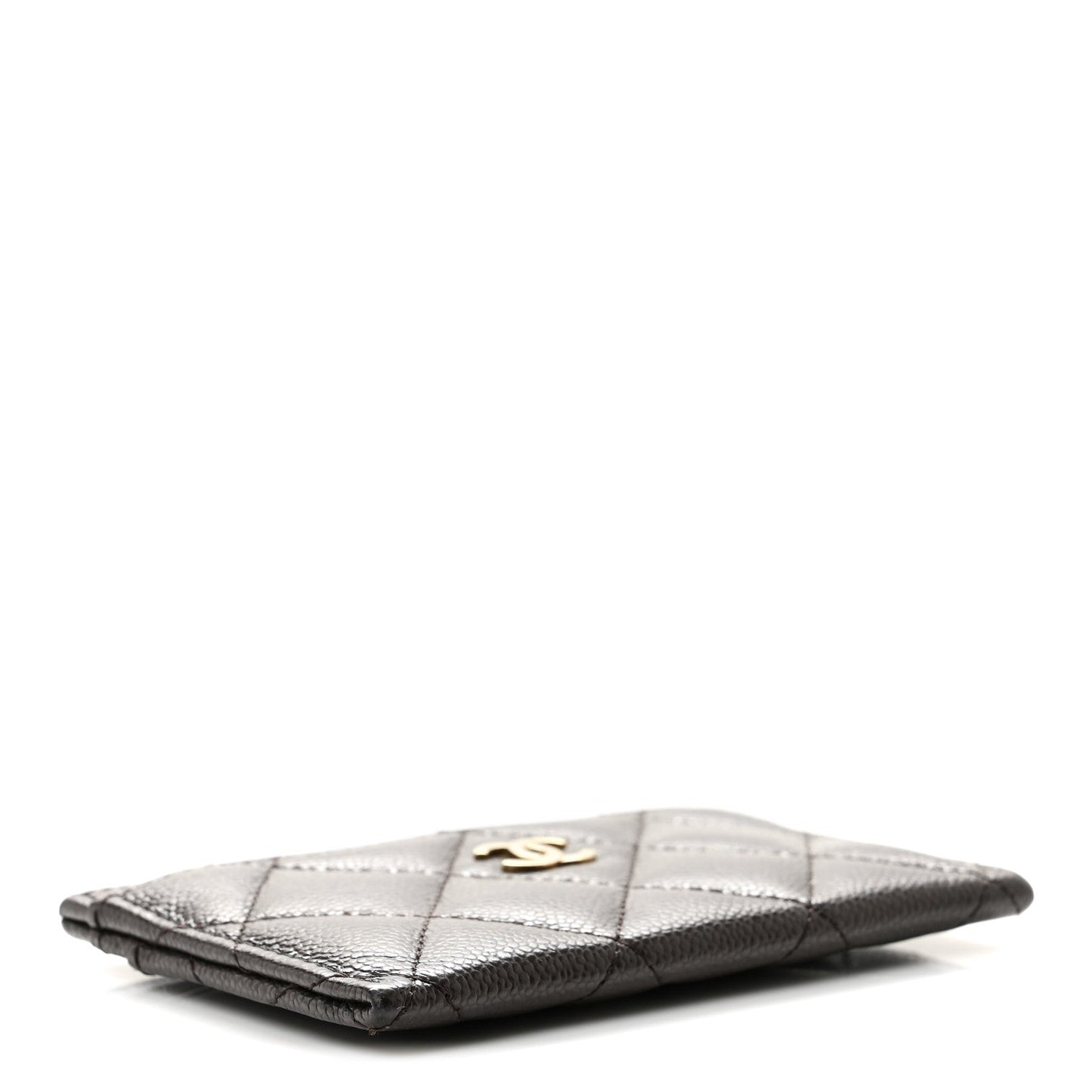 Caviar Quilted Card Holder Dark Brown