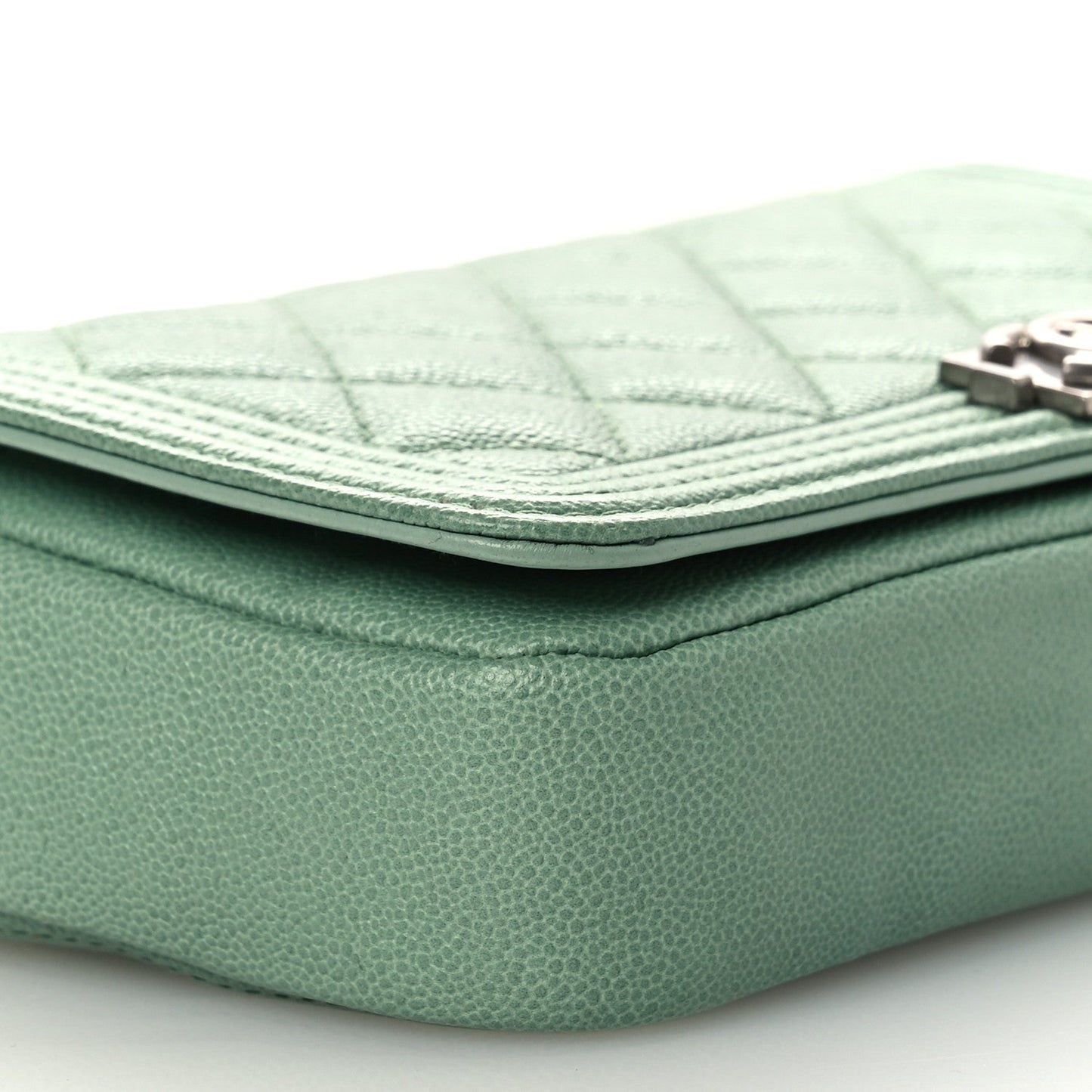 Caviar Quilted Boy Phone Holder Wallet On Chain Green