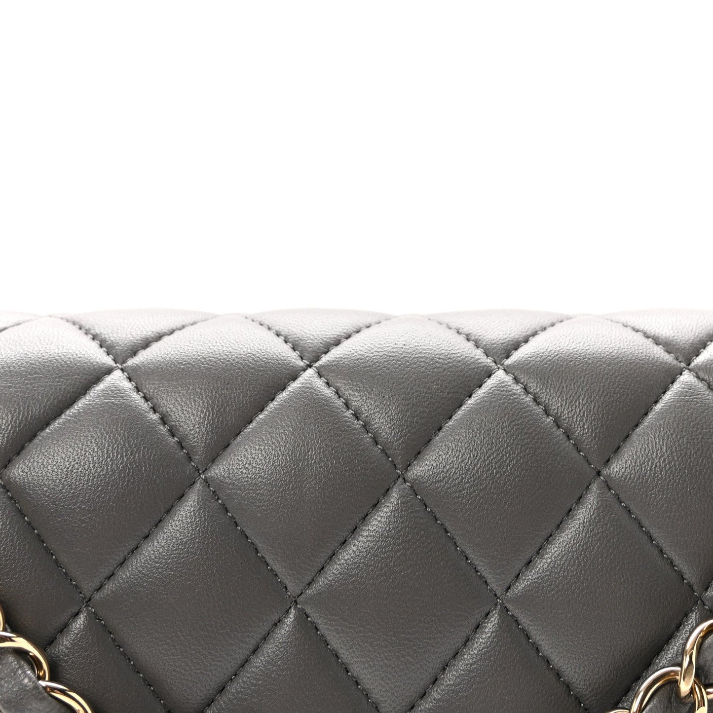 Lambskin Quilted Medium Double Flap Grey