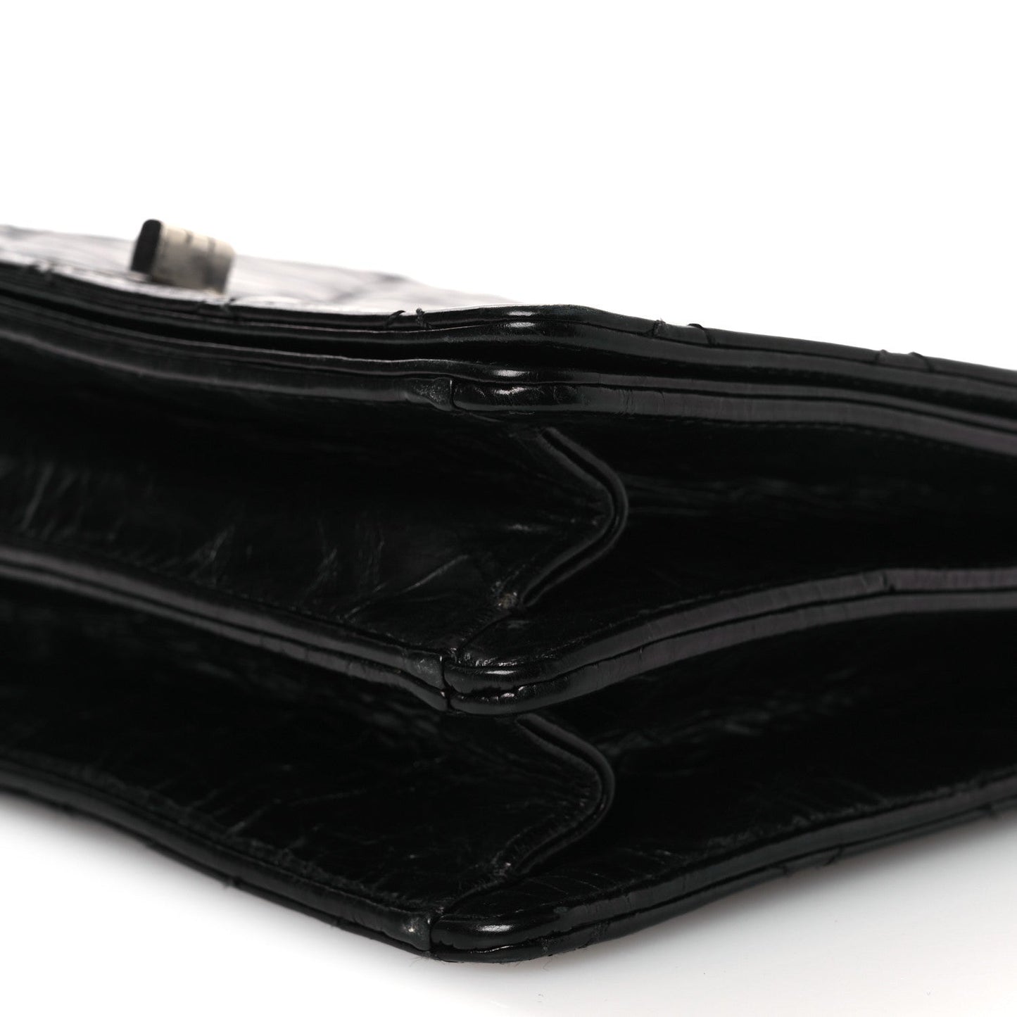 Glazed Calfskin Quilted Rita Top Handle Flap Black