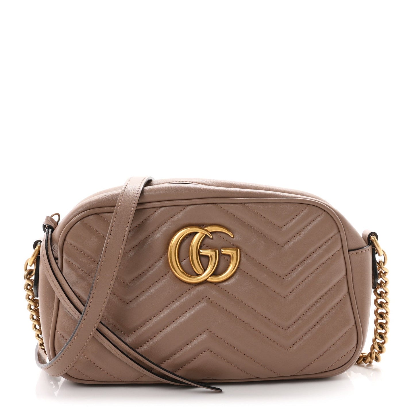 Calfskin Matelasse Small GG Marmont Chain Shoulder Bag Porcelain Rose