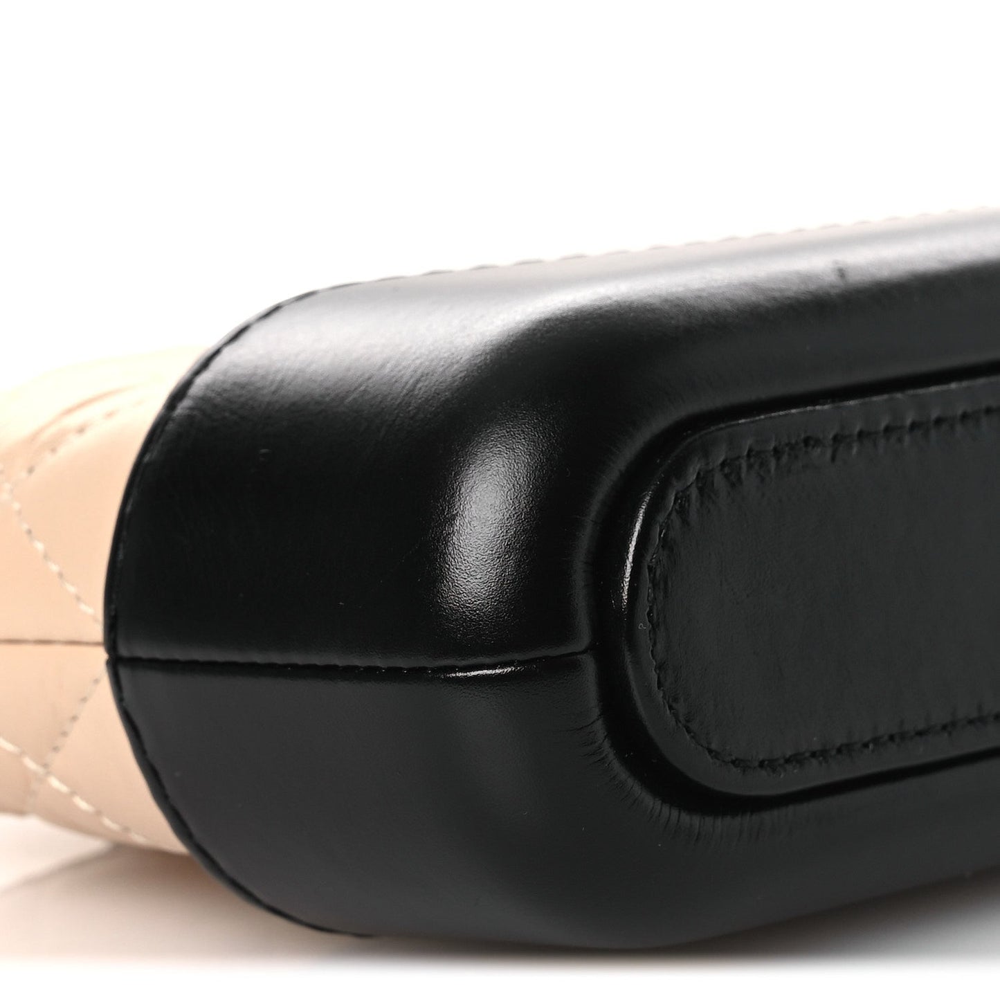 Aged Calfskin Quilted Small Gabrielle Clutch With Chain Beige Black