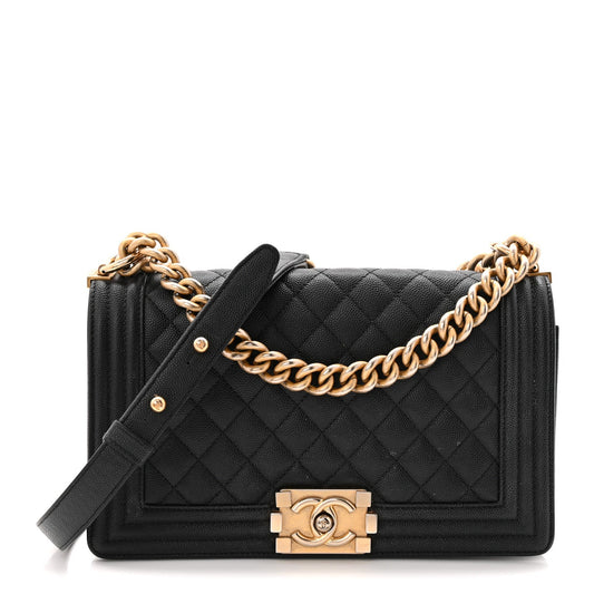 Caviar Quilted Medium Boy Flap Black
