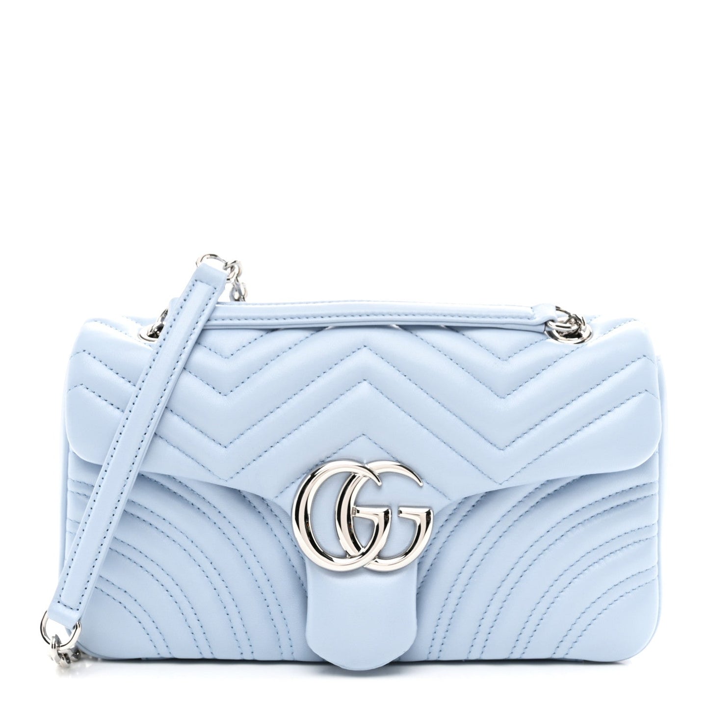 Lambskin Matelasse Medium GG Marmont Shoulder Bag Light Blue