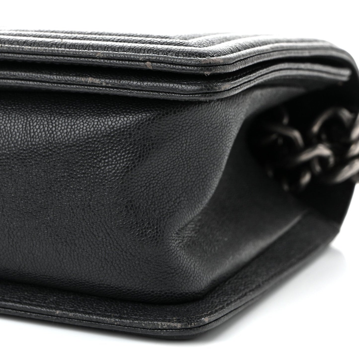 Caviar Quilted Medium Boy Flap Dark Grey