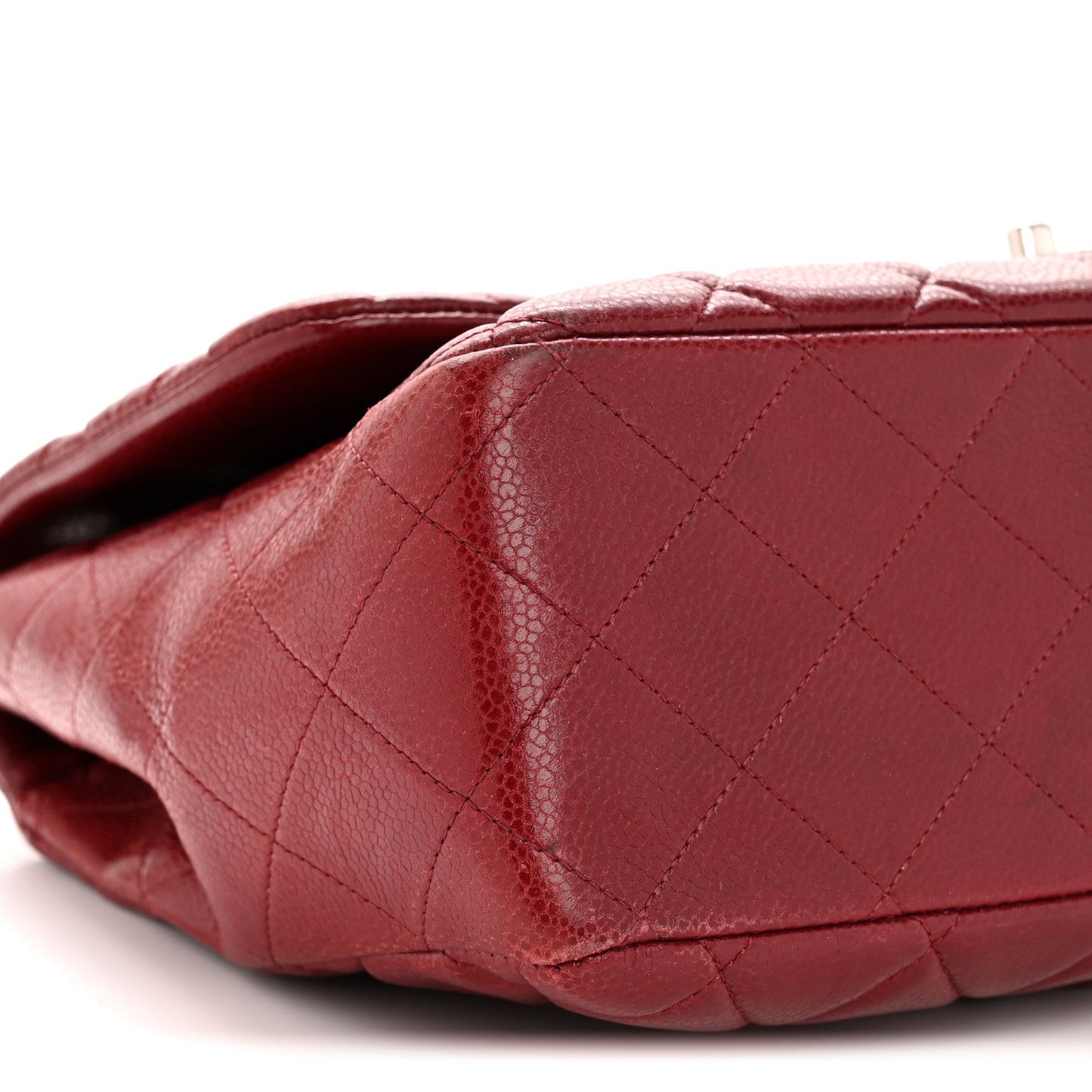 Caviar Quilted Jumbo Double Flap Dark Red