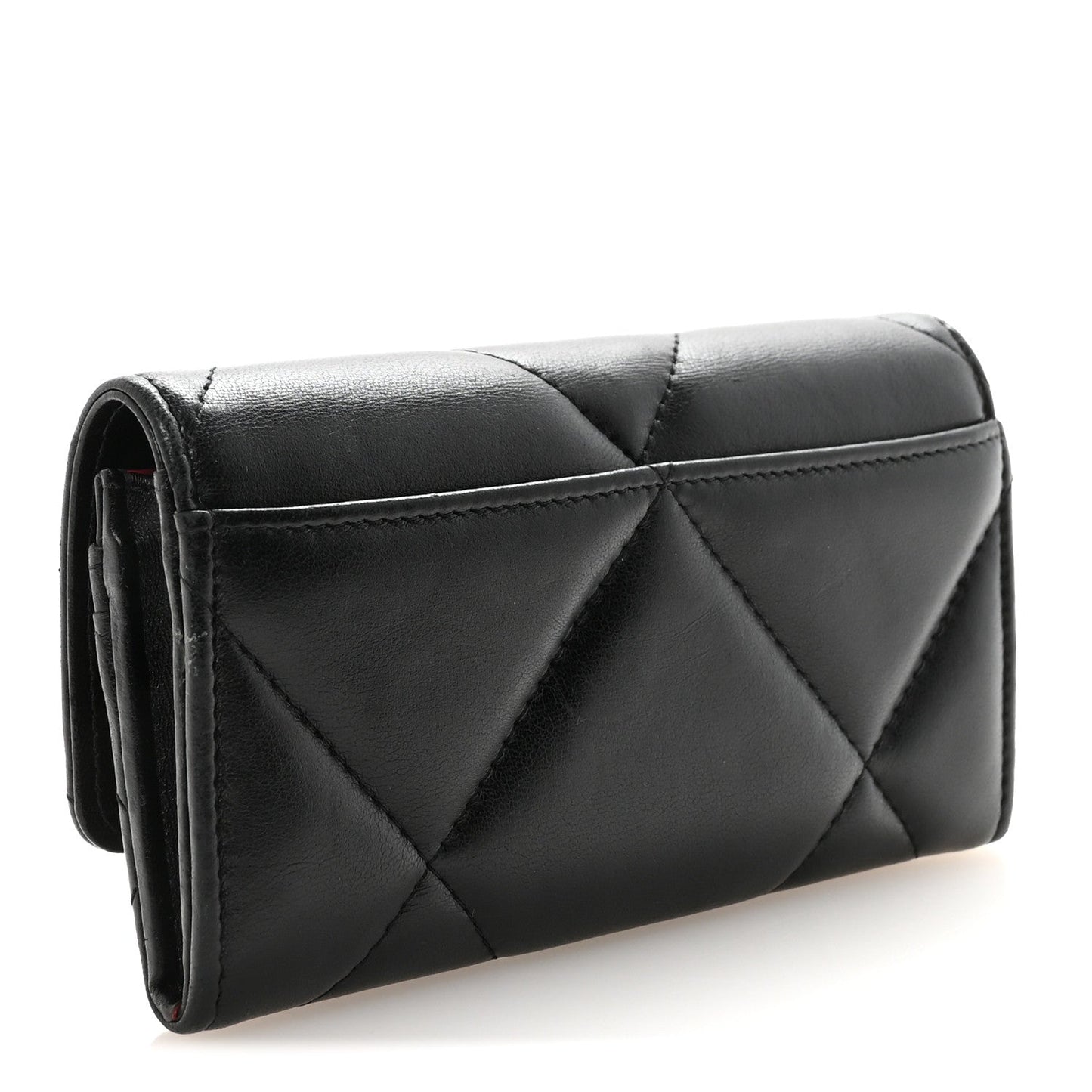 Lambskin Quilted Chanel 19 Flap Wallet Black