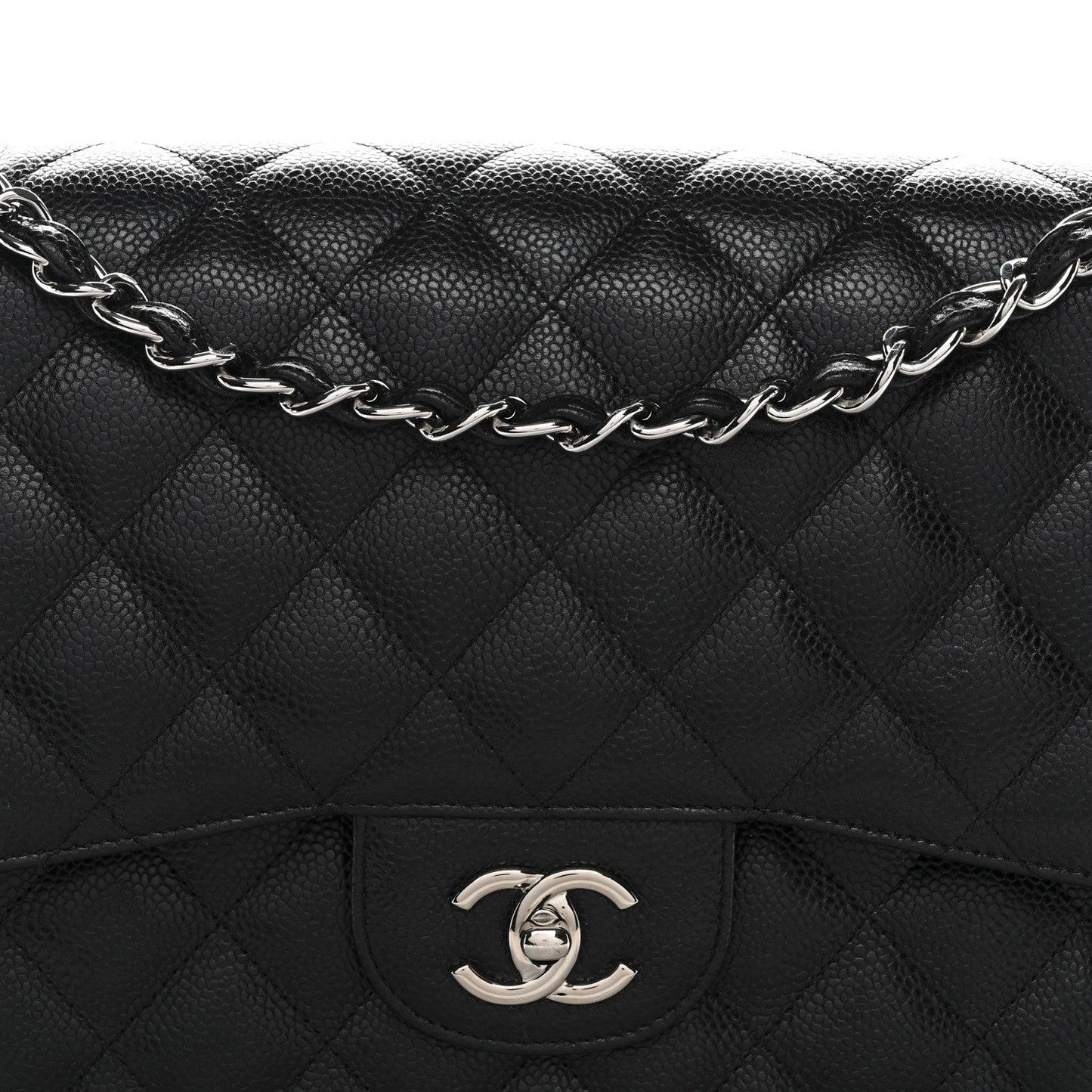 Caviar Quilted Jumbo Double Flap Black