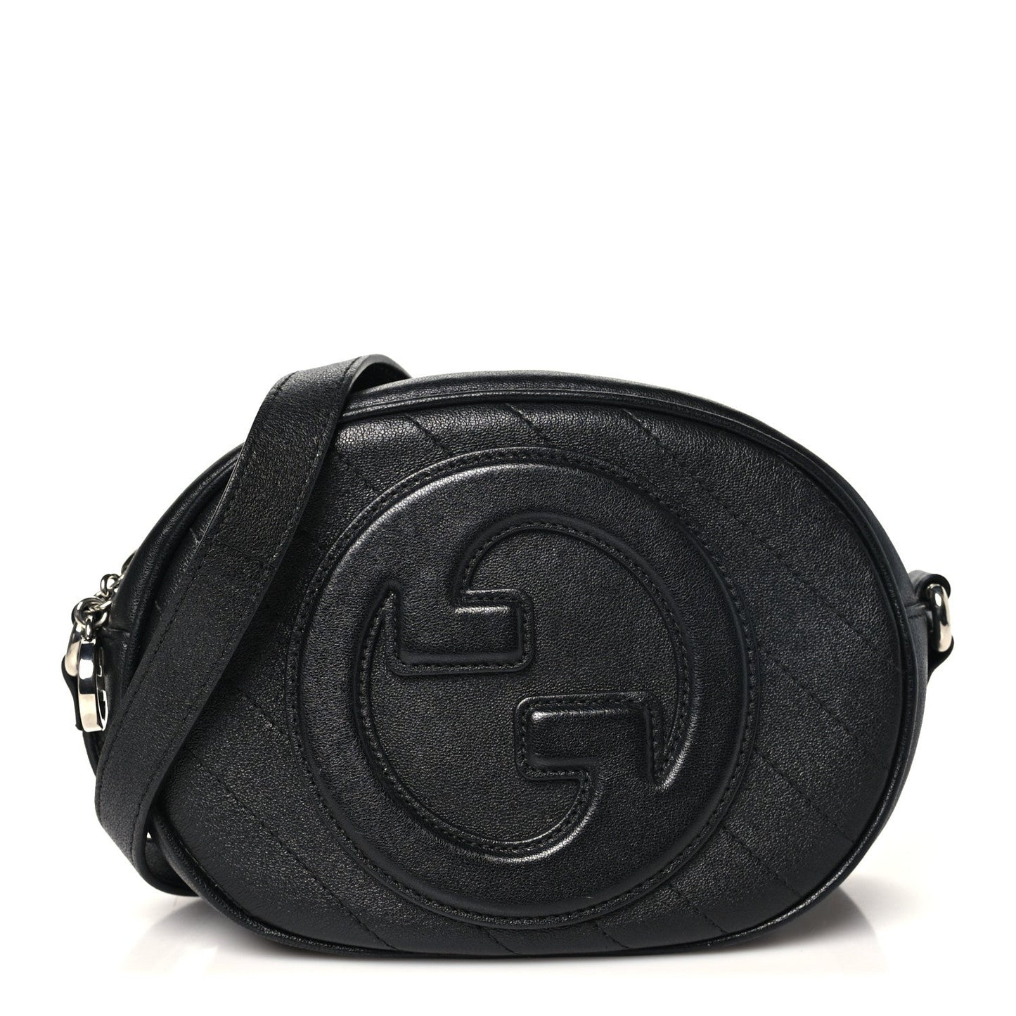 Sakai Be Green Calfskin Diagonal Stitched Mini Blondie Shoulder Bag Black