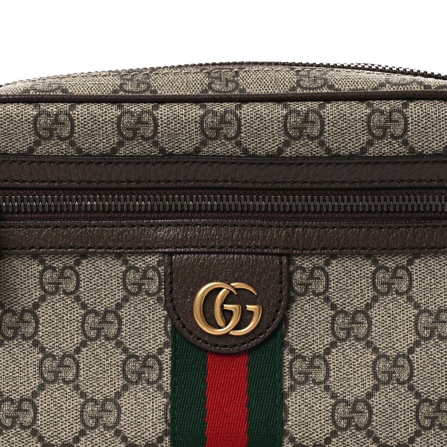 Soft GG Supreme Monogram Medium Ophidia Belt Bag  Dark Brown