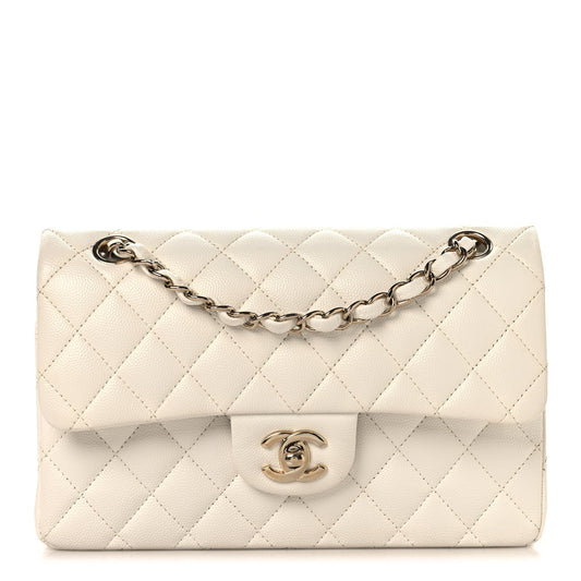 Caviar Quilted Small Double Flap White