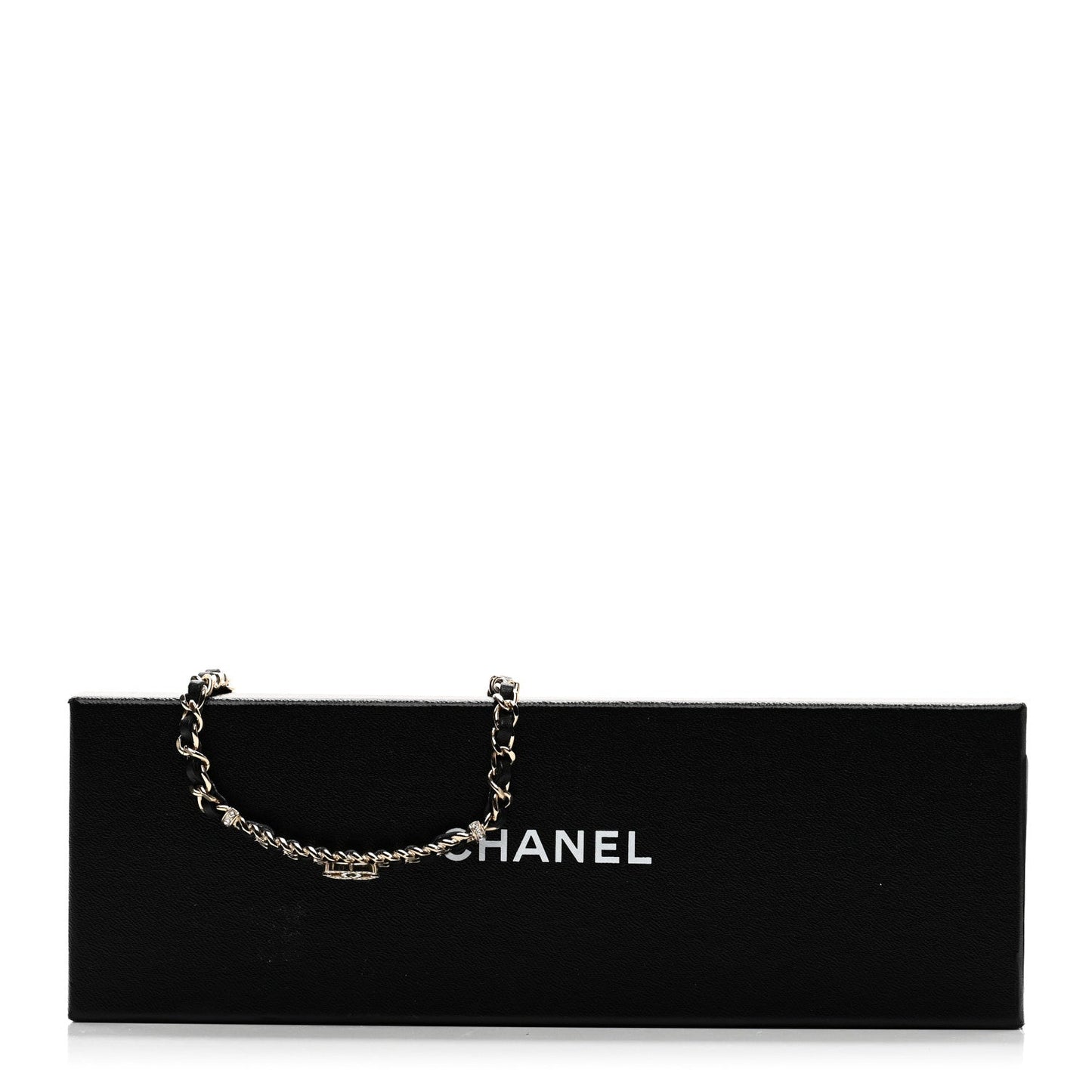Metal Lambskin Crystal CC Choker Necklace Black Gold
