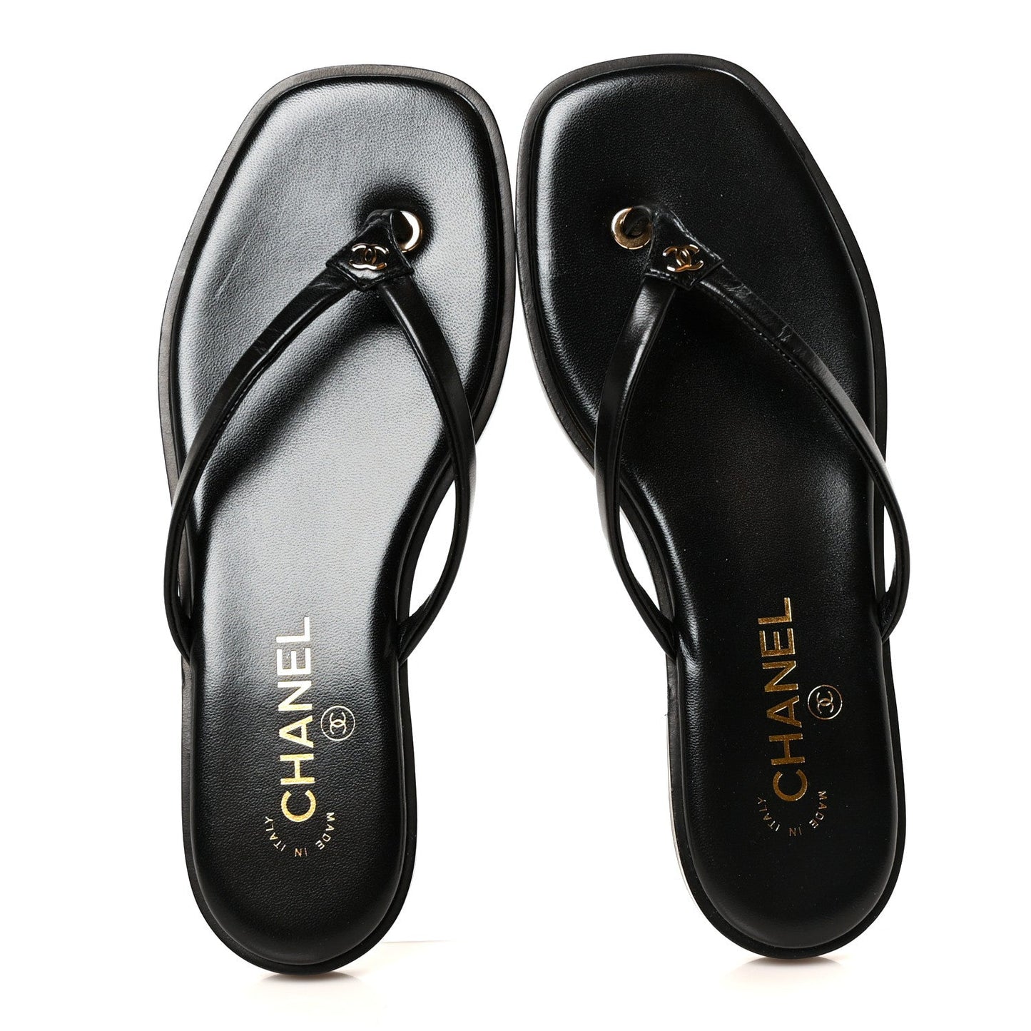 Goatskin CC Times Square Thong Sandals 38 Black