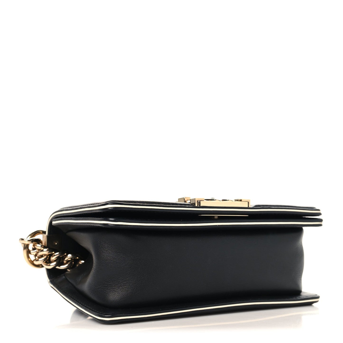 Calfskin Quilted Small Boy Top Handle Flap Black