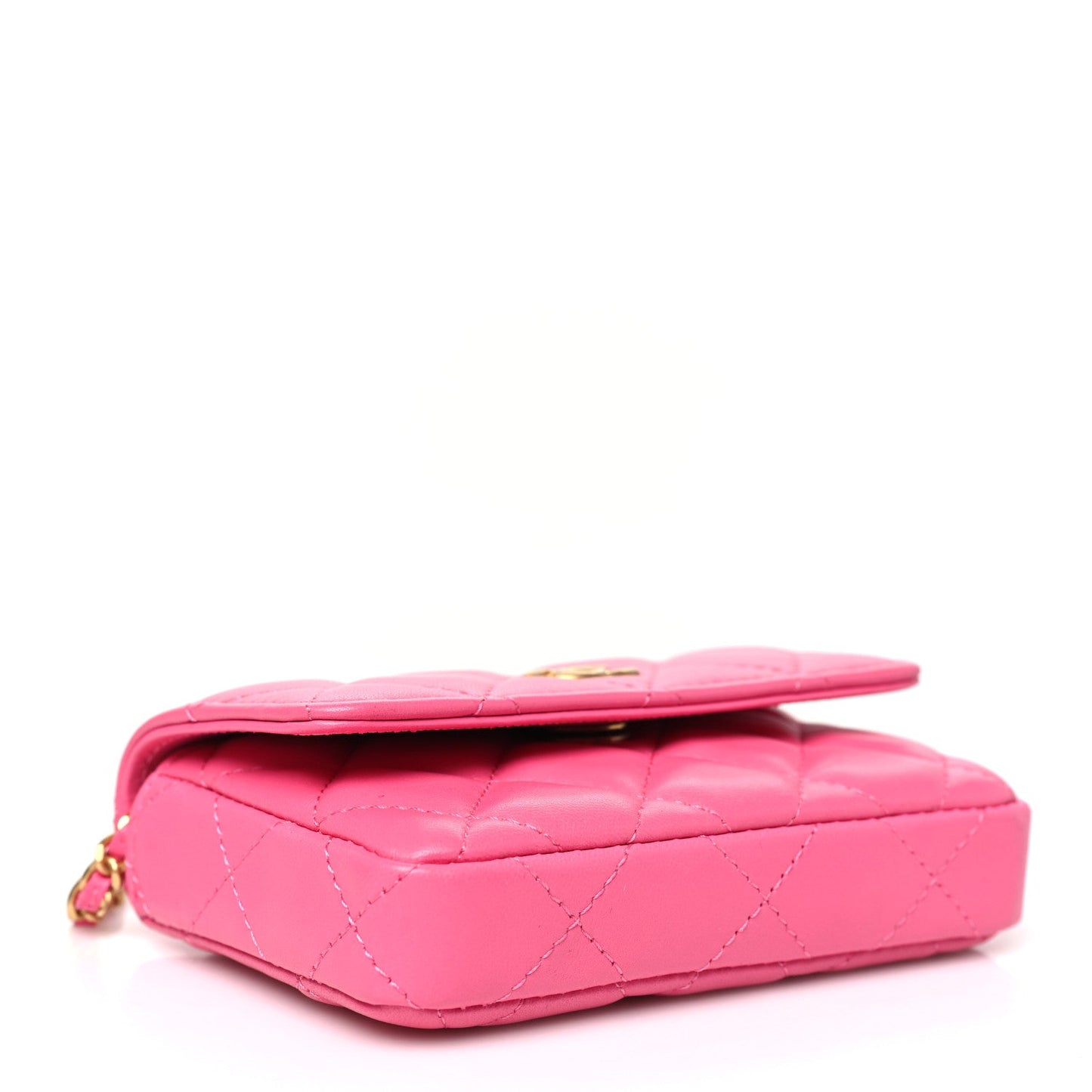Lambskin Enamel Quilted Coco Hearts Clutch With Chain Pink
