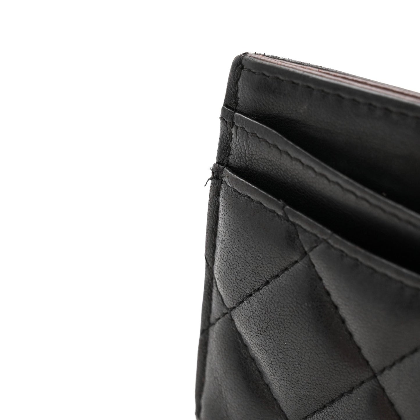 Lambskin Quilted Card Holder Black