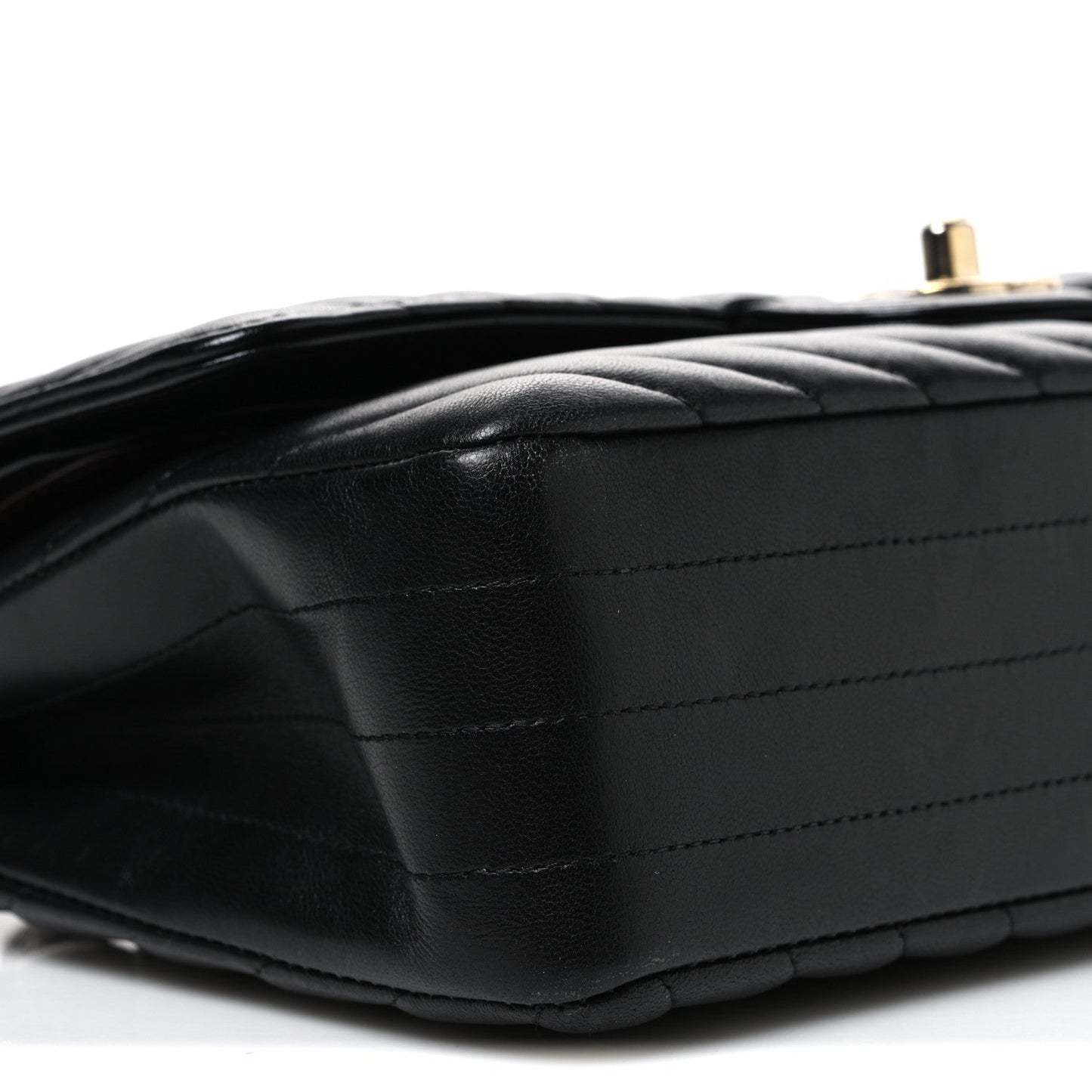 Lambskin Chevron Quilted Medium Double Flap Black