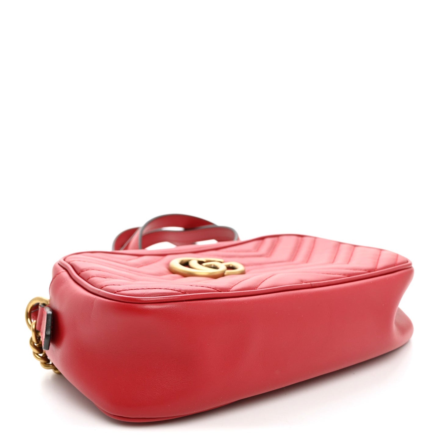 Calfskin Matelasse Small GG Marmont Chain Shoulder Bag Hibiscus Red