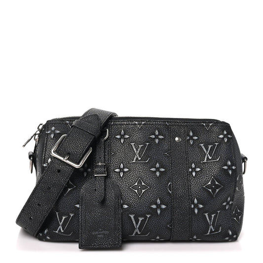 Cowhide Faded Monogram City Keepall Charcoal