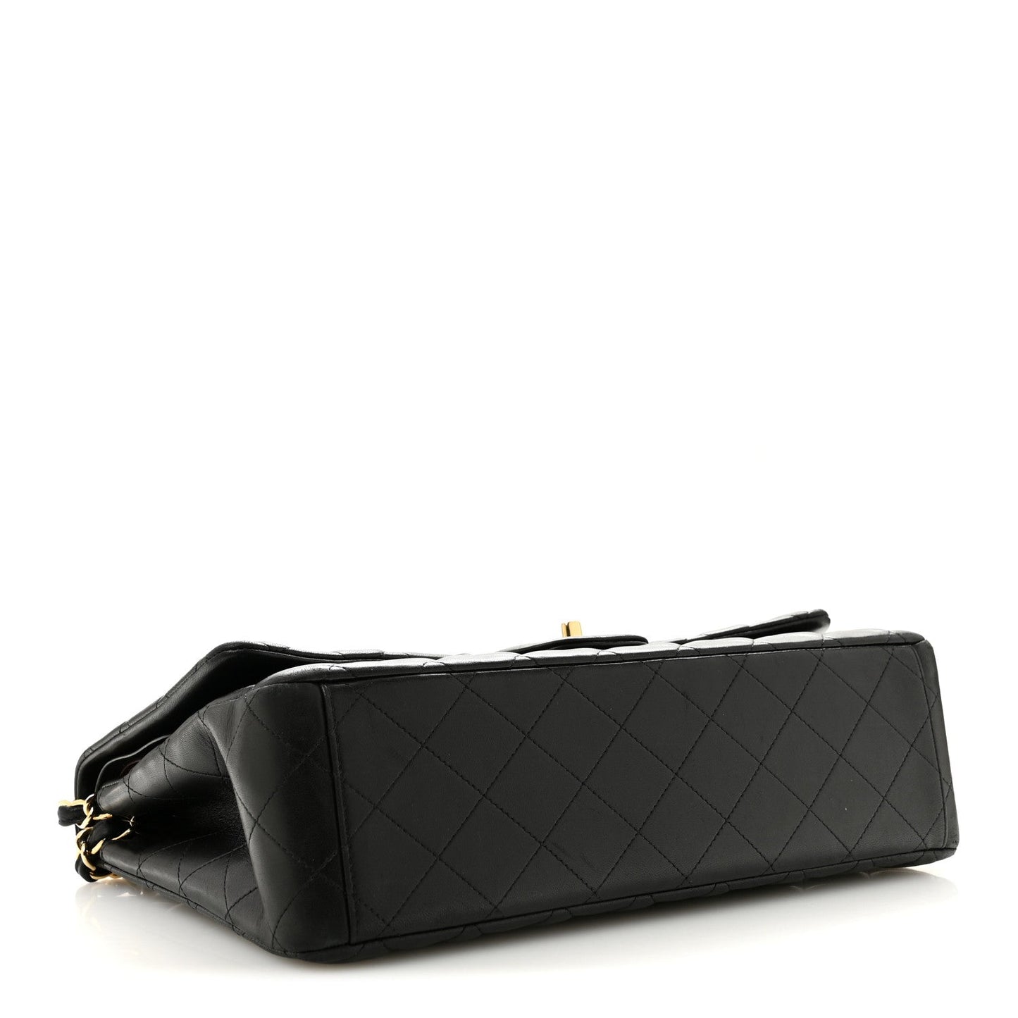 Lambskin Quilted Maxi Double Flap Black