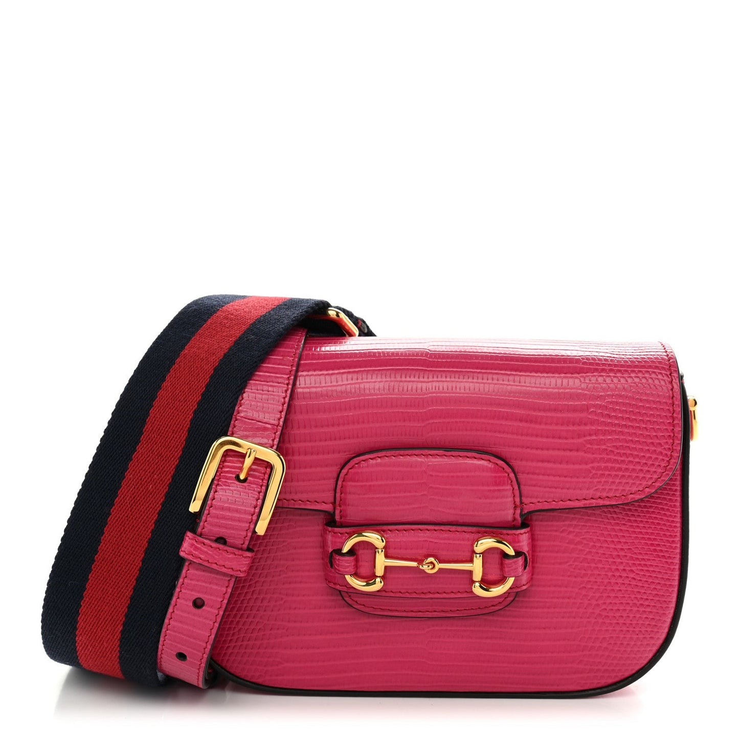 Lizard Web Mini Horsebit 1955 Shoulder Bag Pink