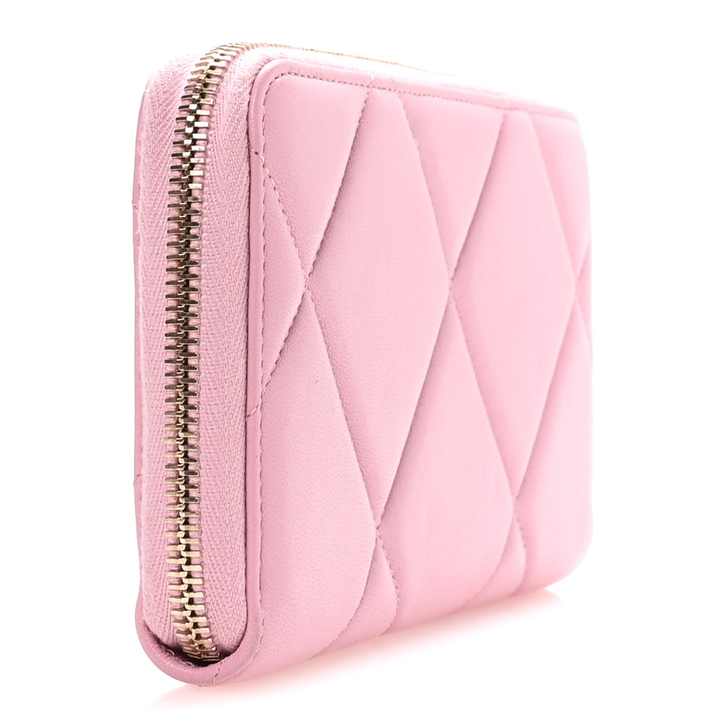 Lambskin Quilted 19 Long Zipped Around Wallet Pink
