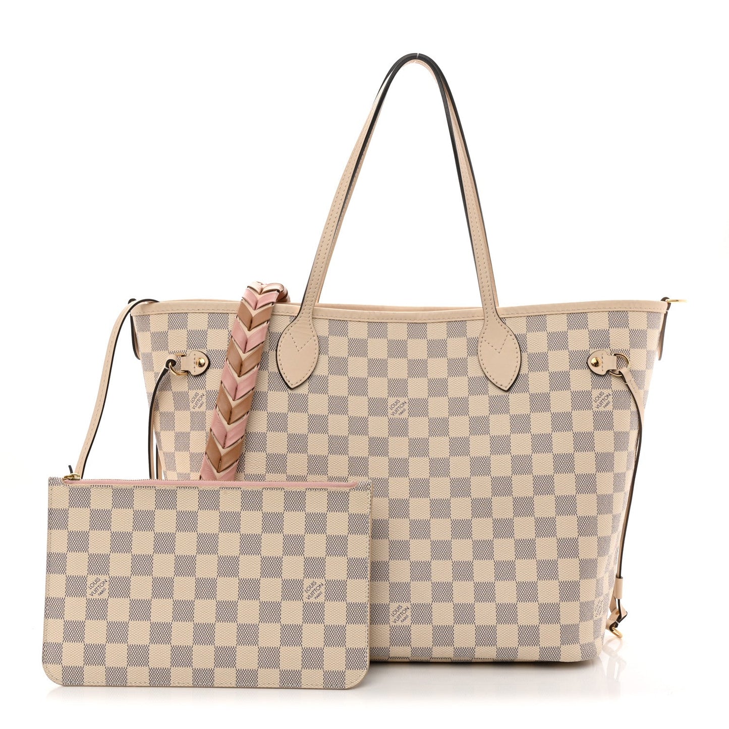 Damier Azur Braided Neverfull MM Pink