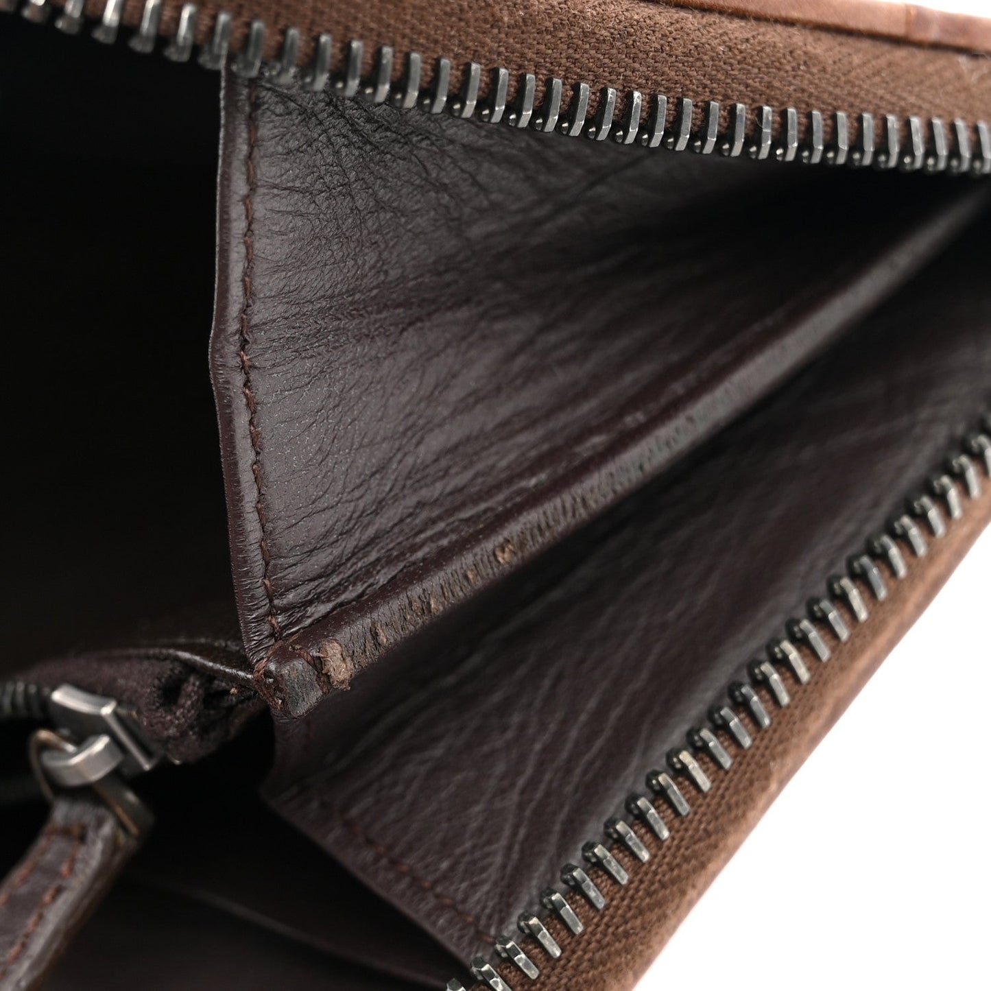 Nappa Intrecciato Zip Around Wallet Brown