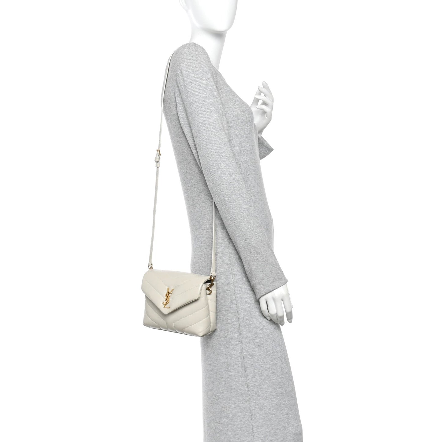 Calfskin Y Quilted Monogram Toy Loulou Crossbody Bag Blanc Vintage