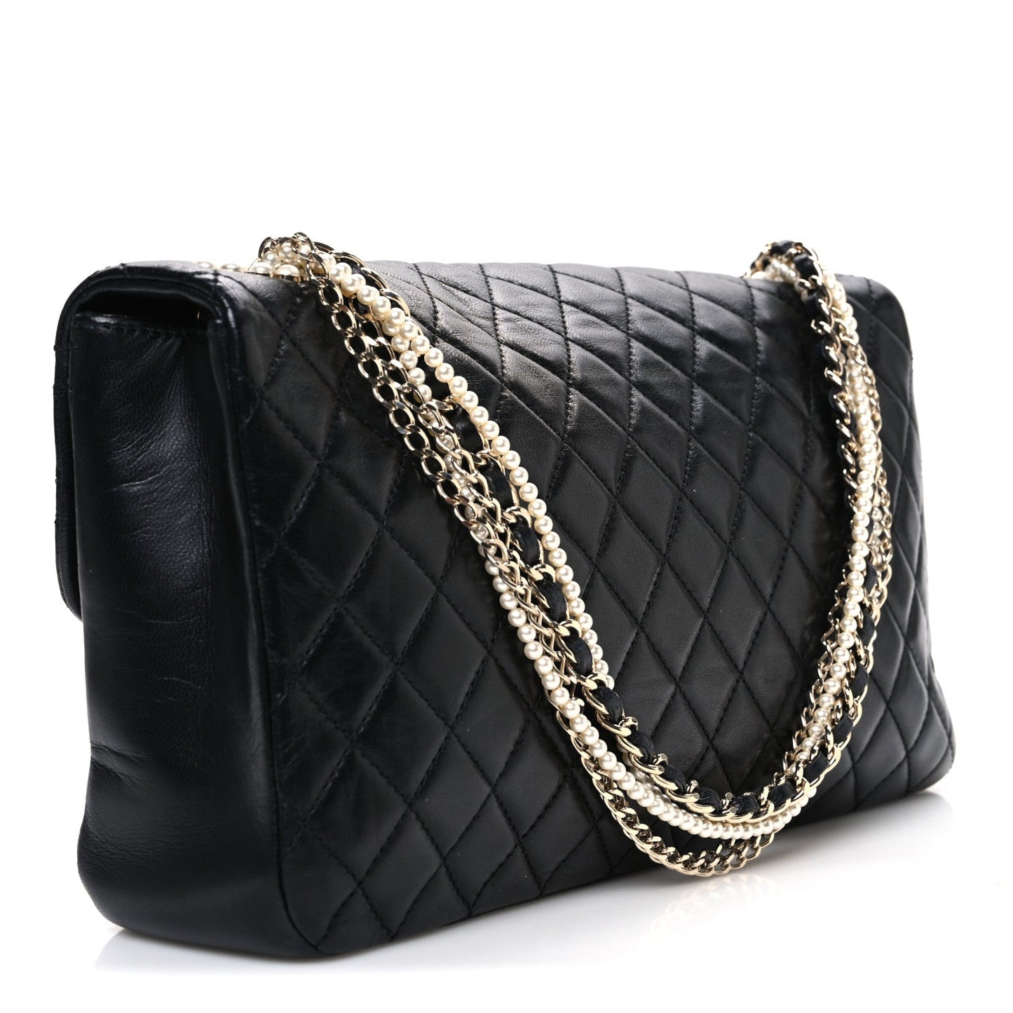 Lambskin Medium Westminster Pearl Flap Black