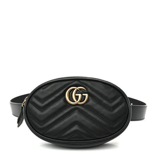 Calfskin Matelasse GG Marmont Belt Bag 75 30 Black