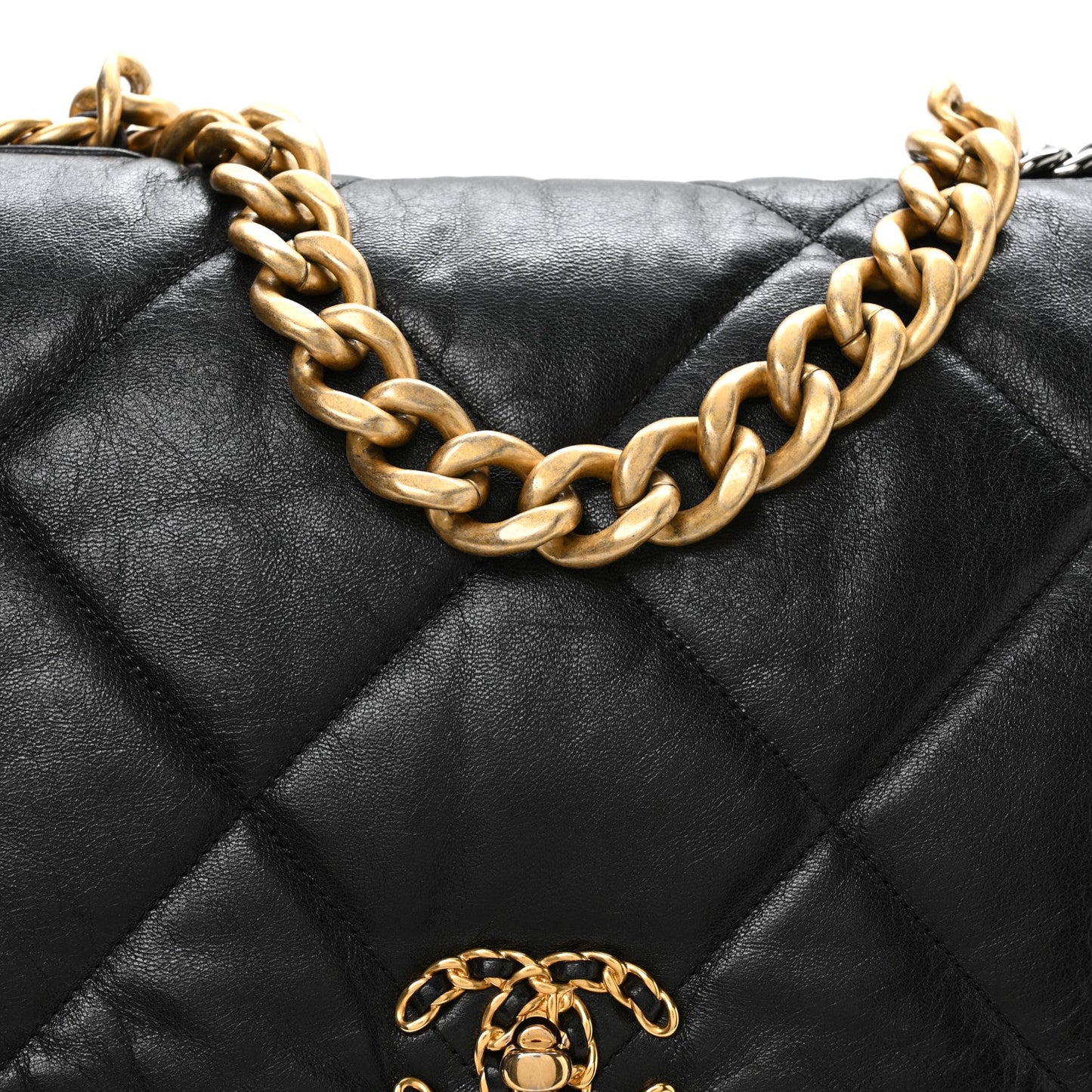 Goatskin Quilted Maxi Chanel 19 Flap Black