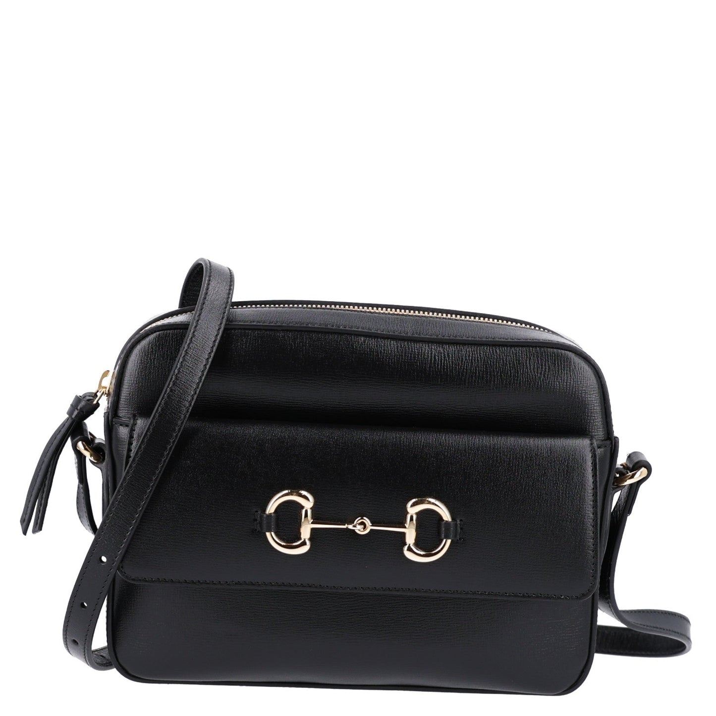Textured Calfskin Small Horsebit 1955 Shoulder Bag Black