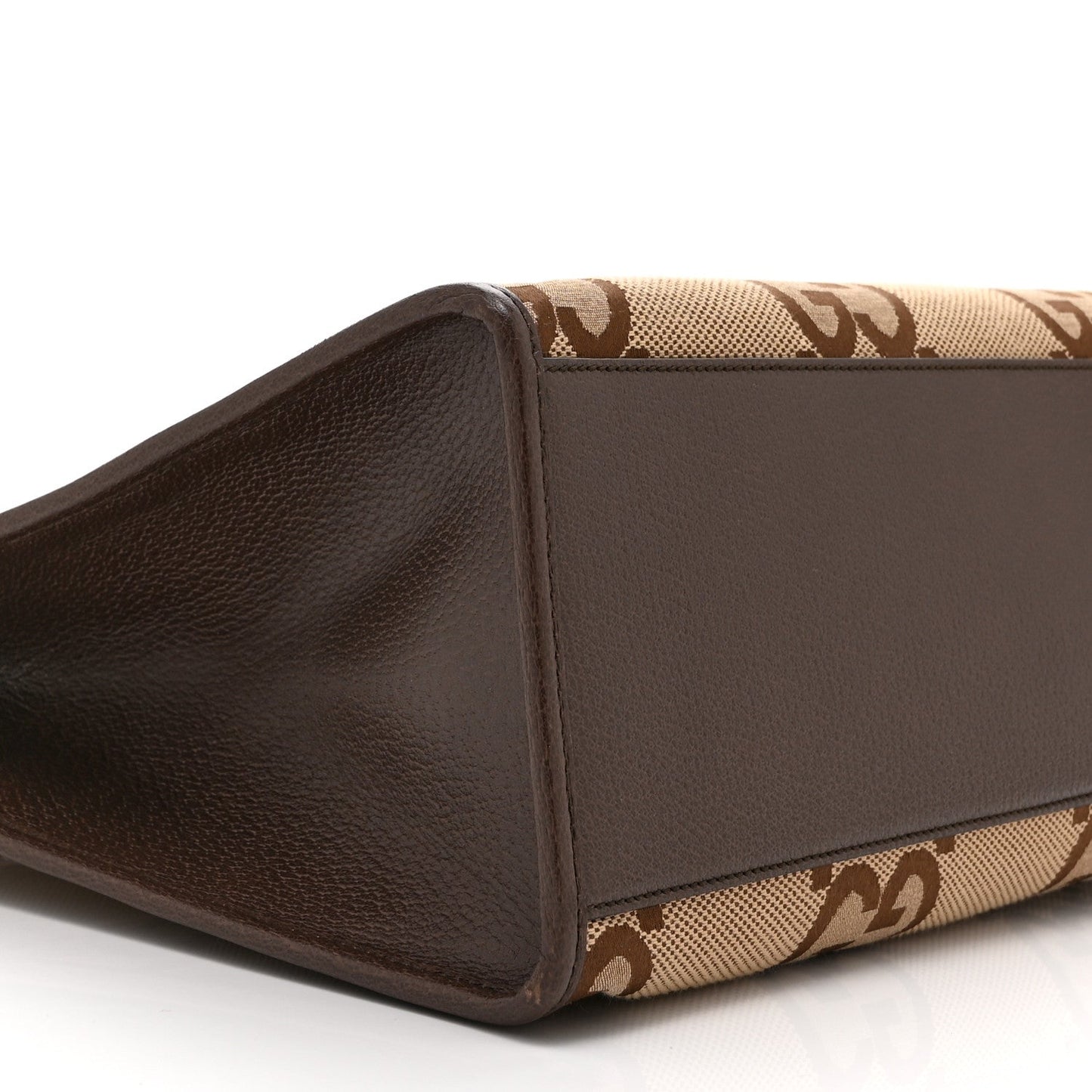 Monogram Jumbo GG Textured Dollar Calfskin Web Tote Bag Camel Ebony New Acero