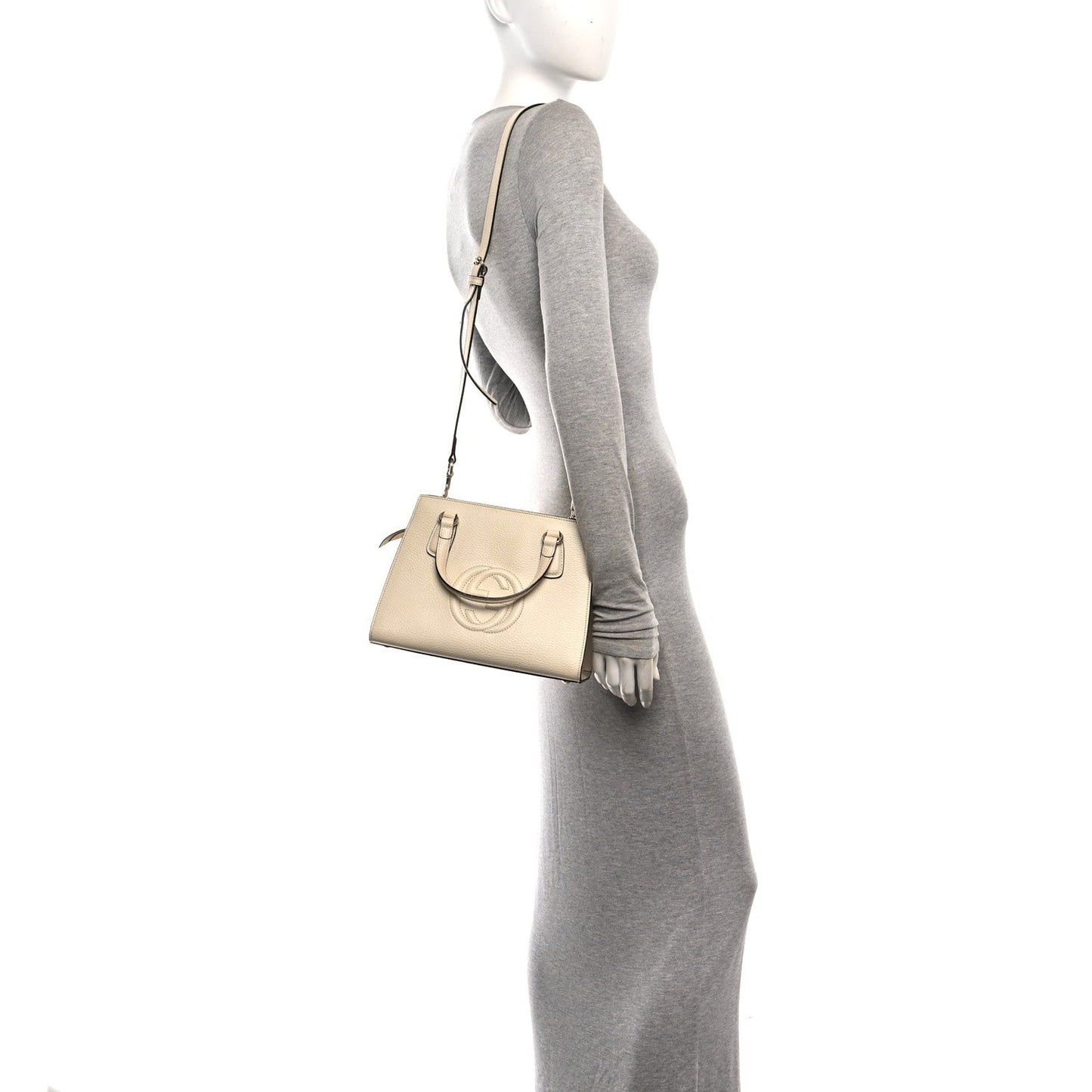 Dollar Calfskin Medium Soho Top Handle Satchel Ivoire