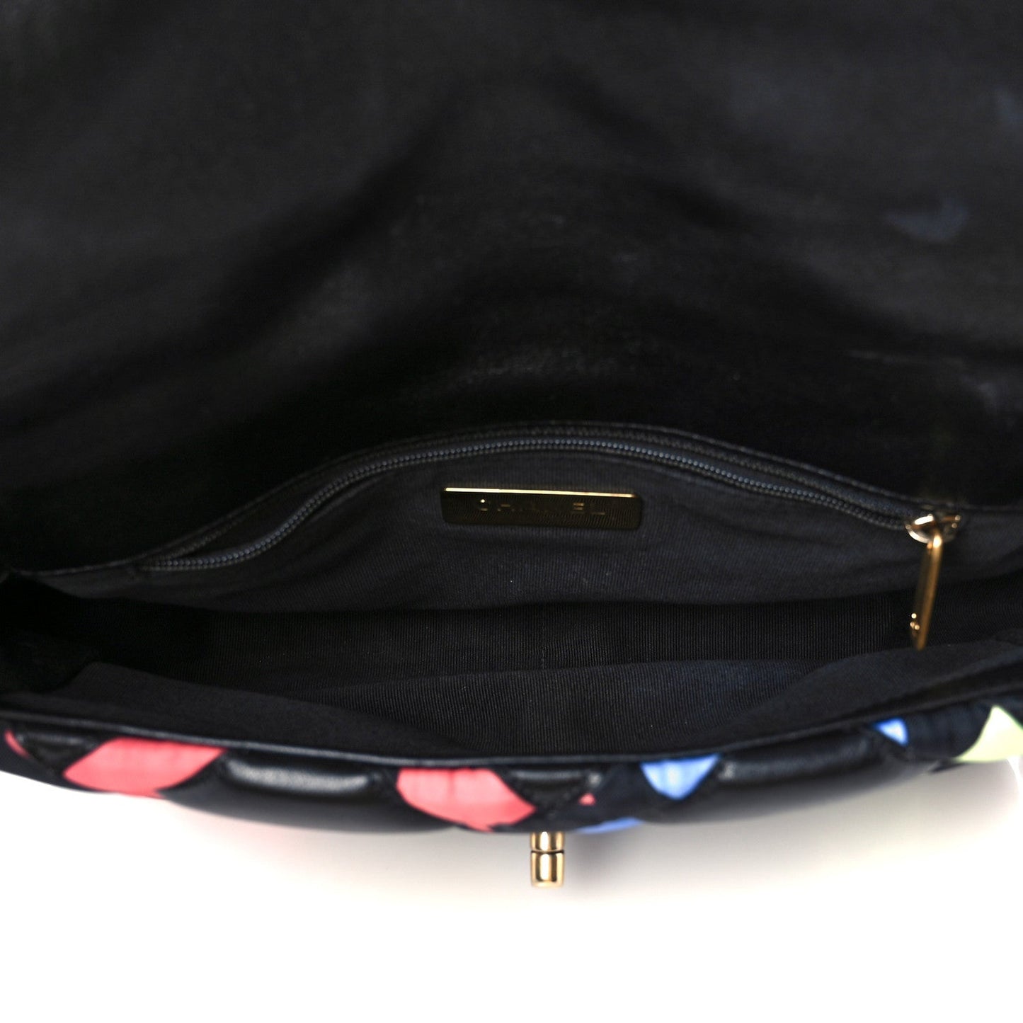 Lambskin Printed Fabric Medium Chanel 19 Flap Black Multicolor