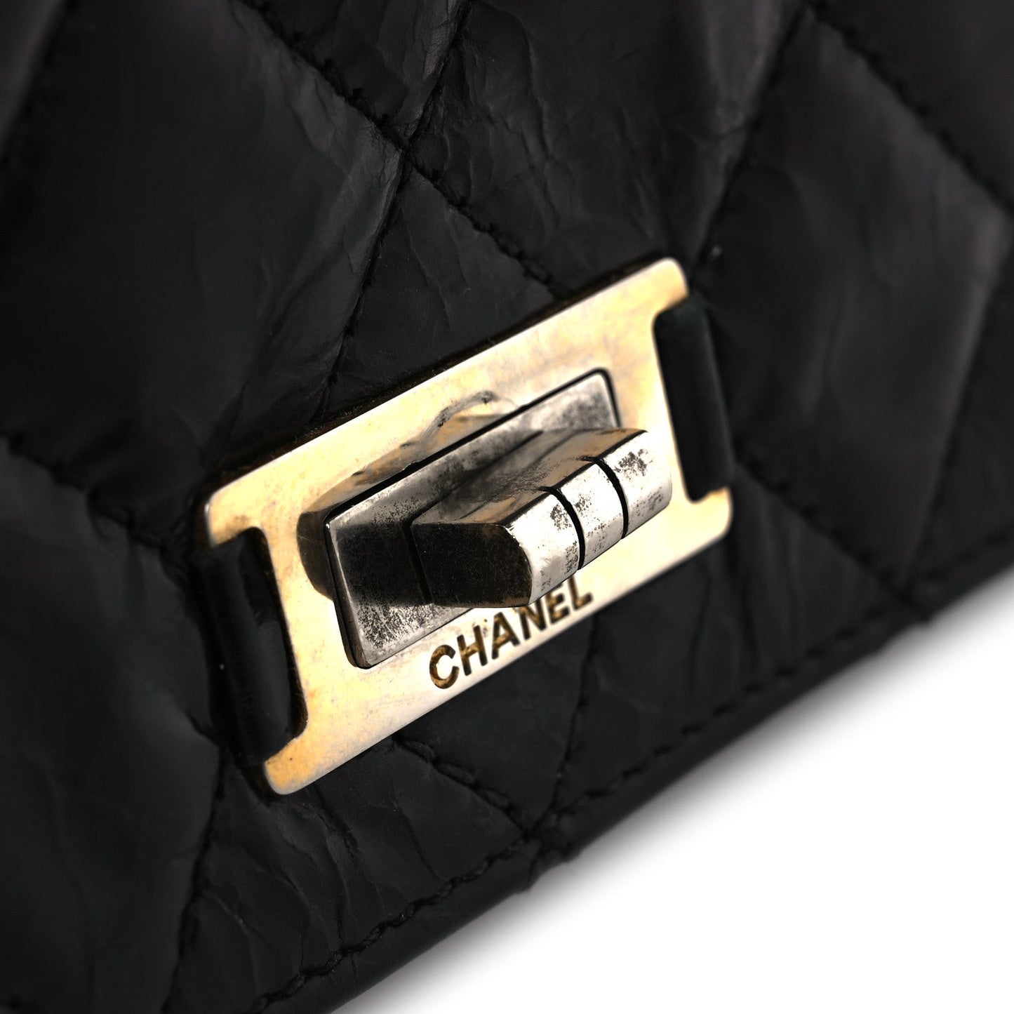 Glazed Calfskin Quilted Rita Top Handle Flap Black