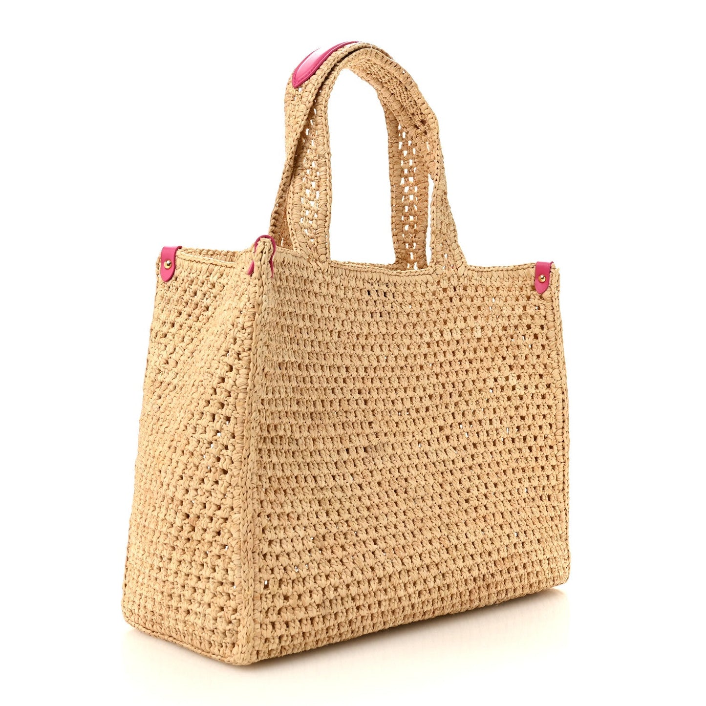 Raffia Calfskin Forte Del Marmi OnTheGo MM Natural Fuchsia
