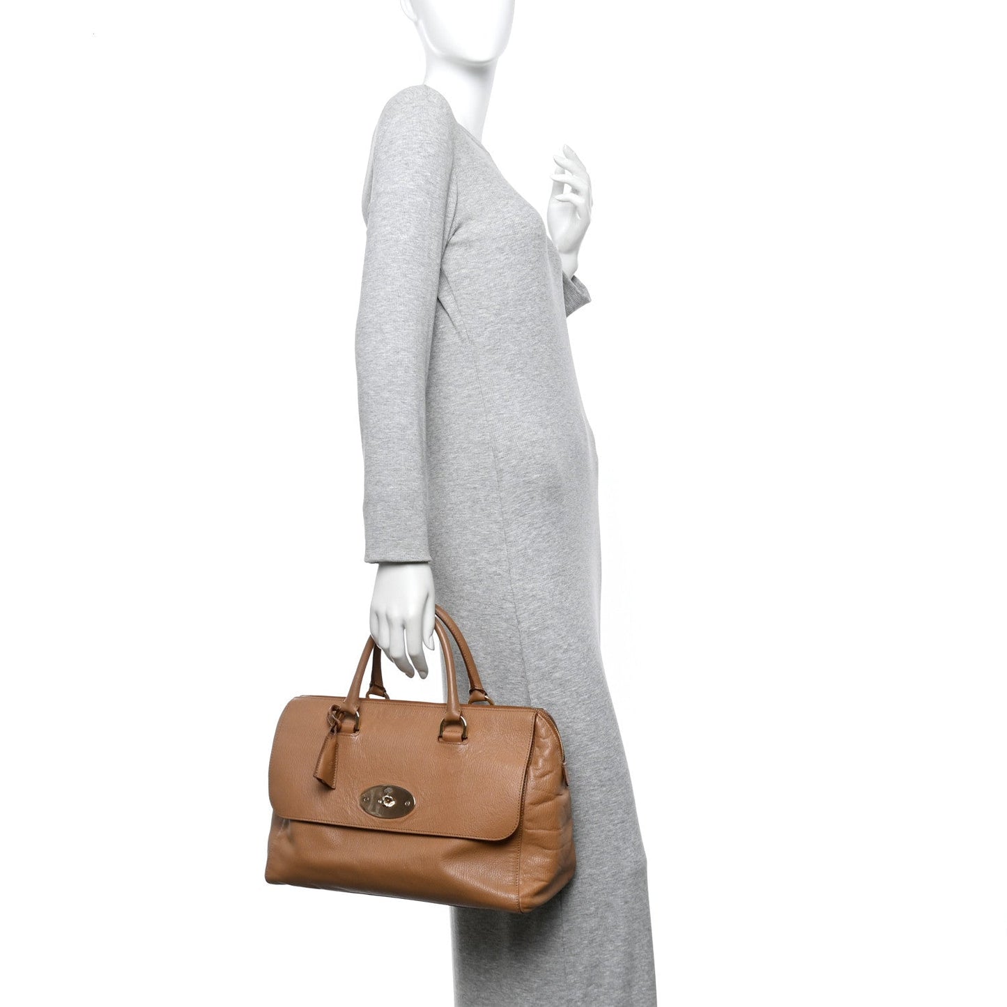 Glossy Goatskin Medium Del Rey Satchel Fudge