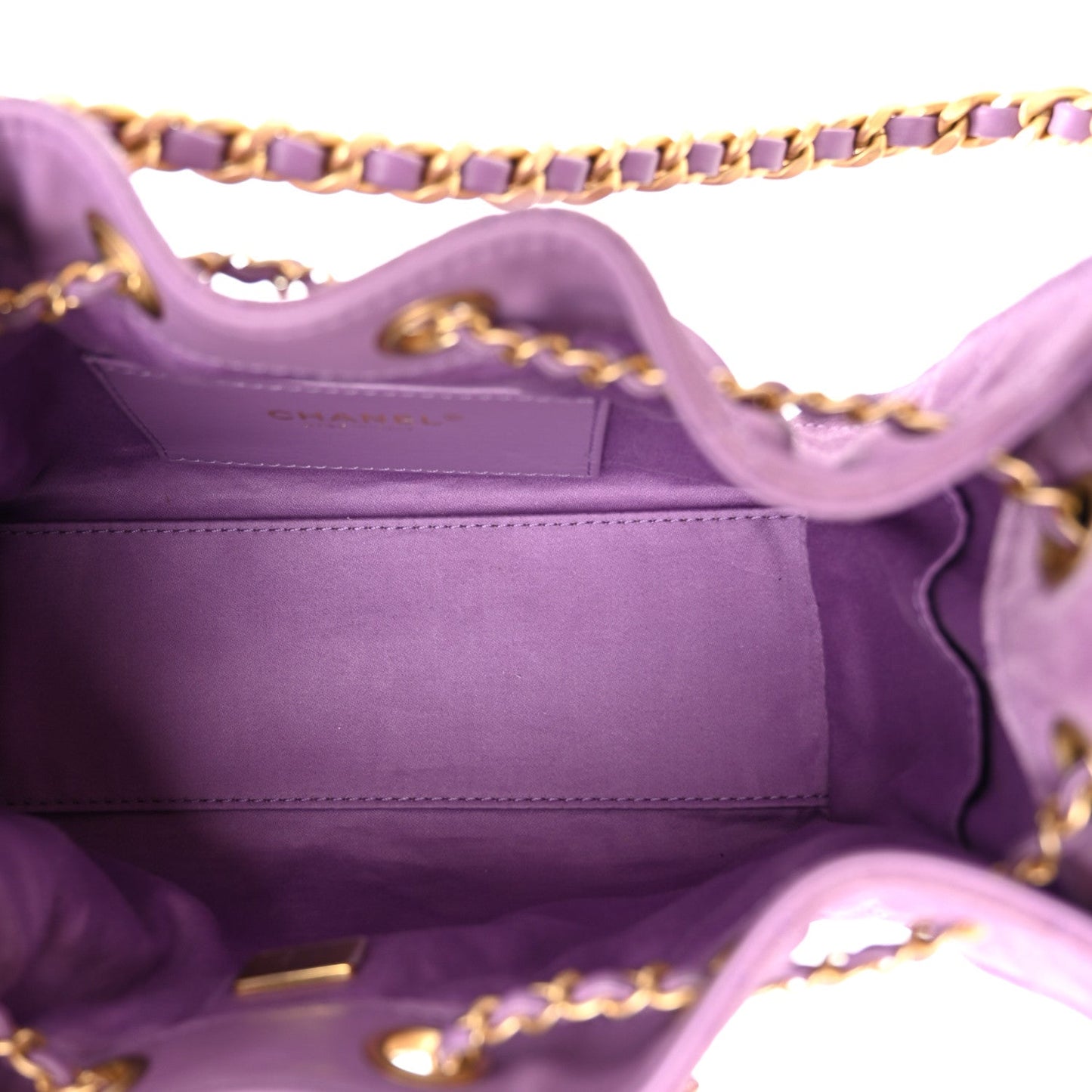 Suede Quilted Mini Chanel 25 Handbag Purple