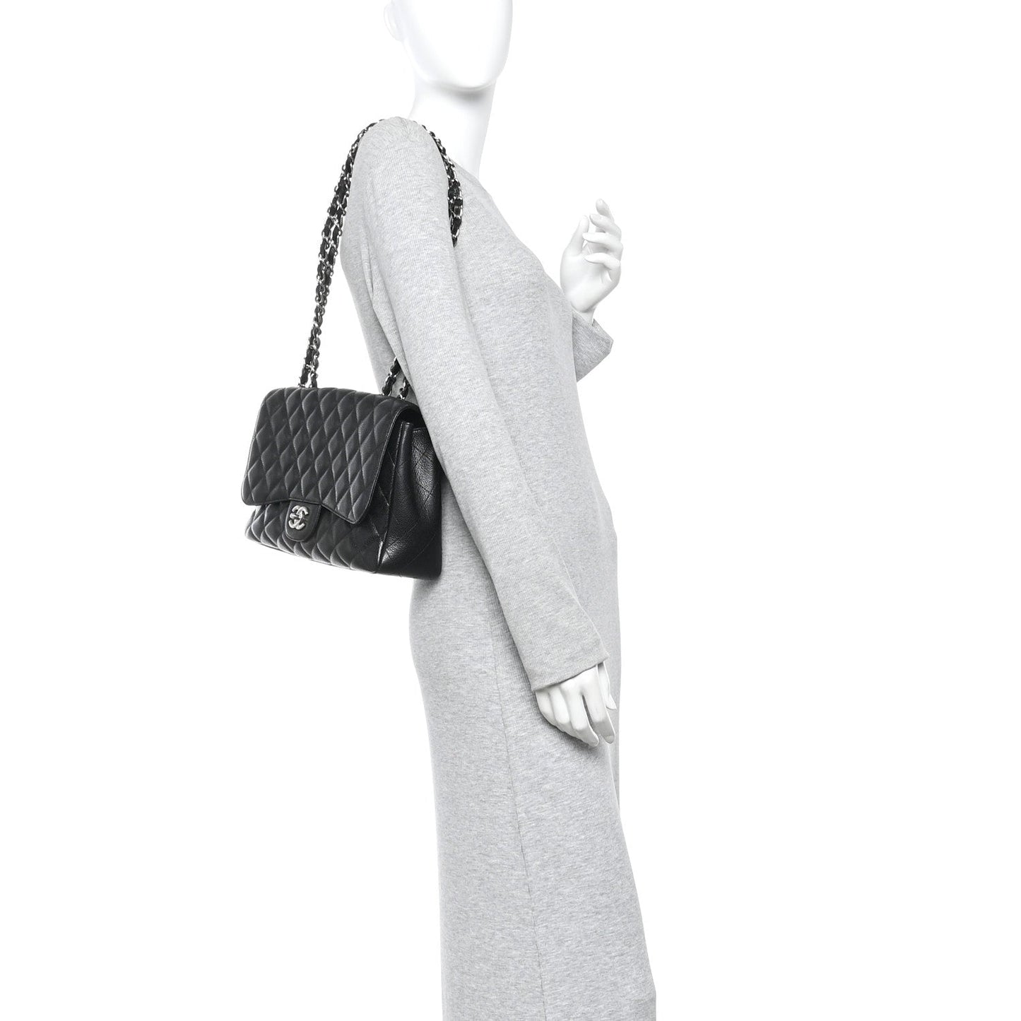 Caviar Quilted Jumbo Single Flap Black