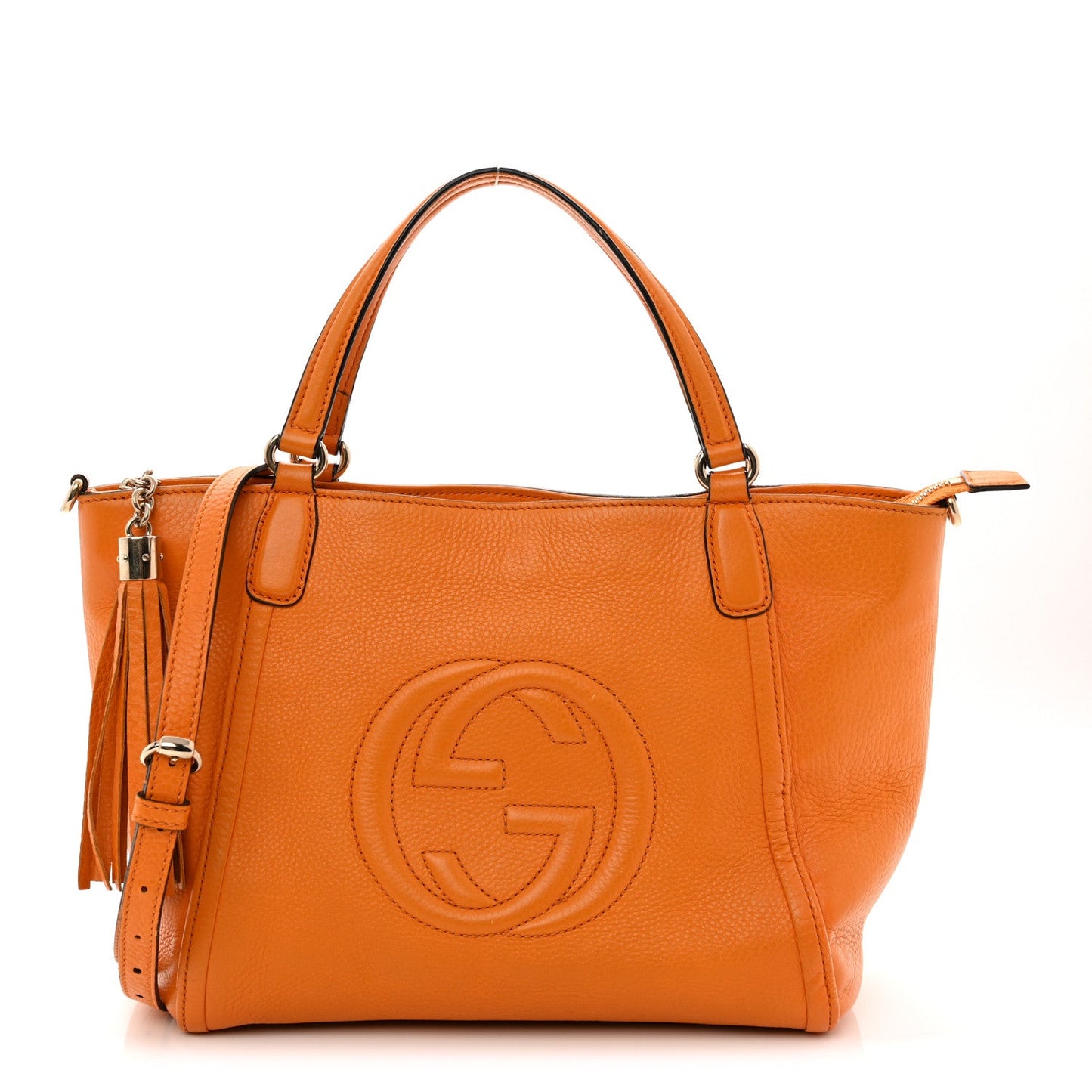 Pebbled Calfskin Small Soho Top Handle Bag Curcuma