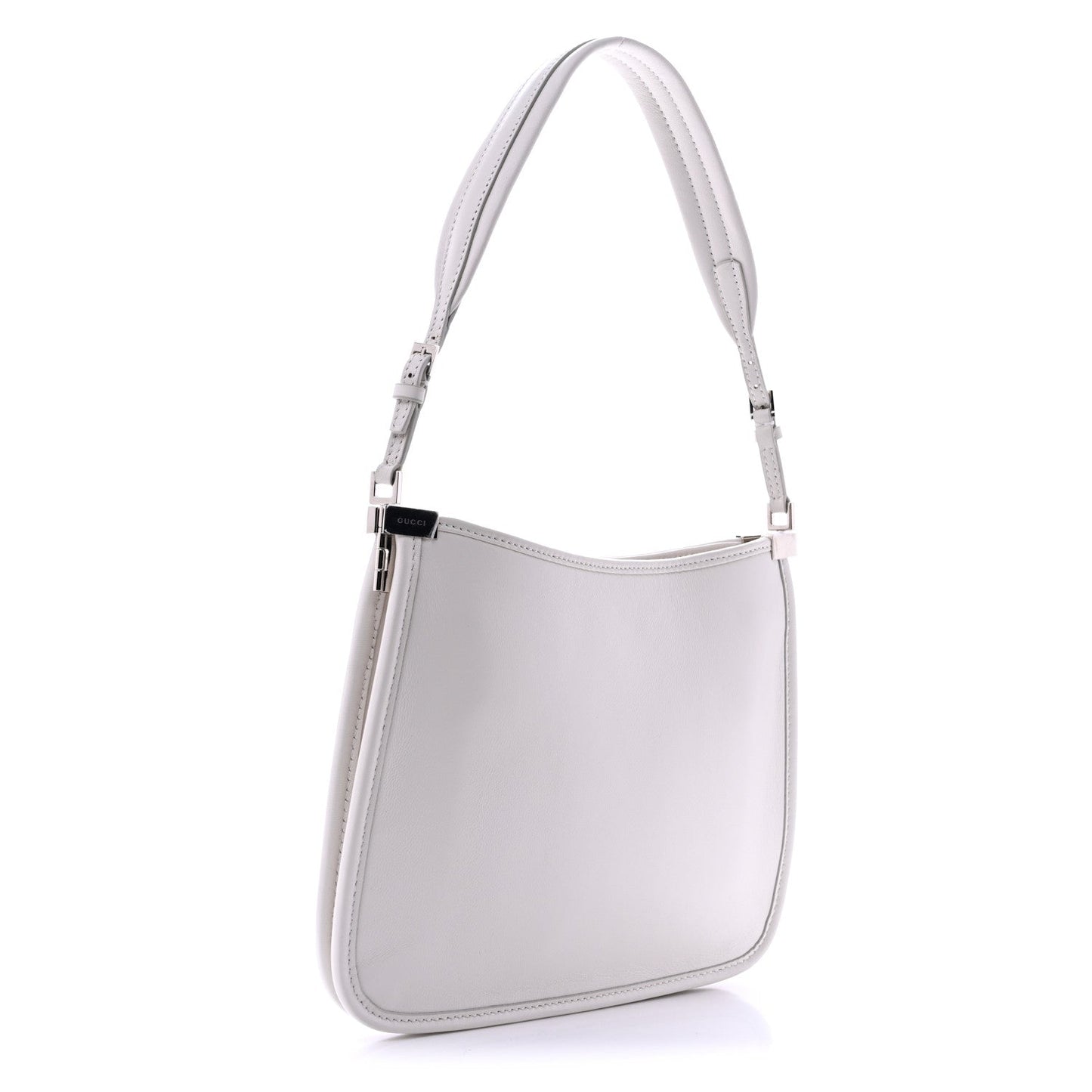Calfskin Horsebit Slim Shoulder Bag White