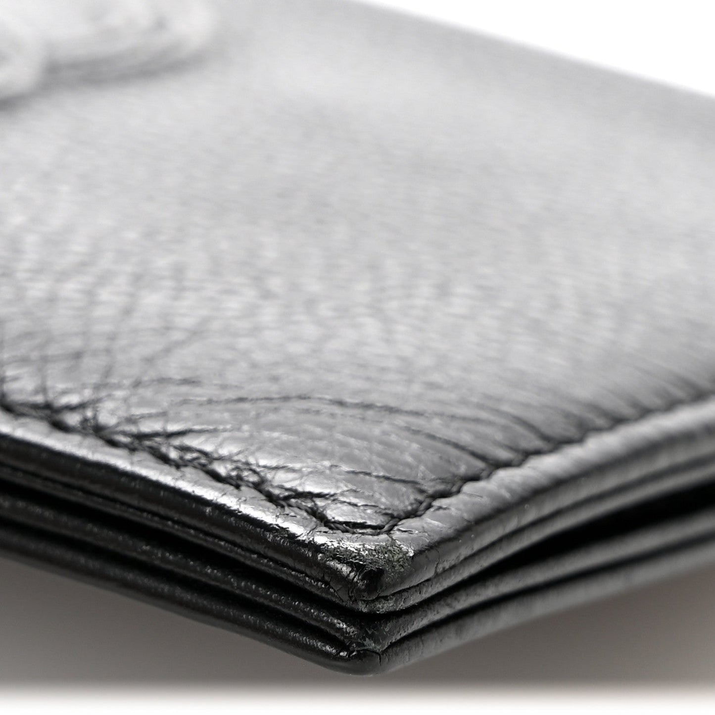 Grained Calfskin CC Passport Holder Wallet Black