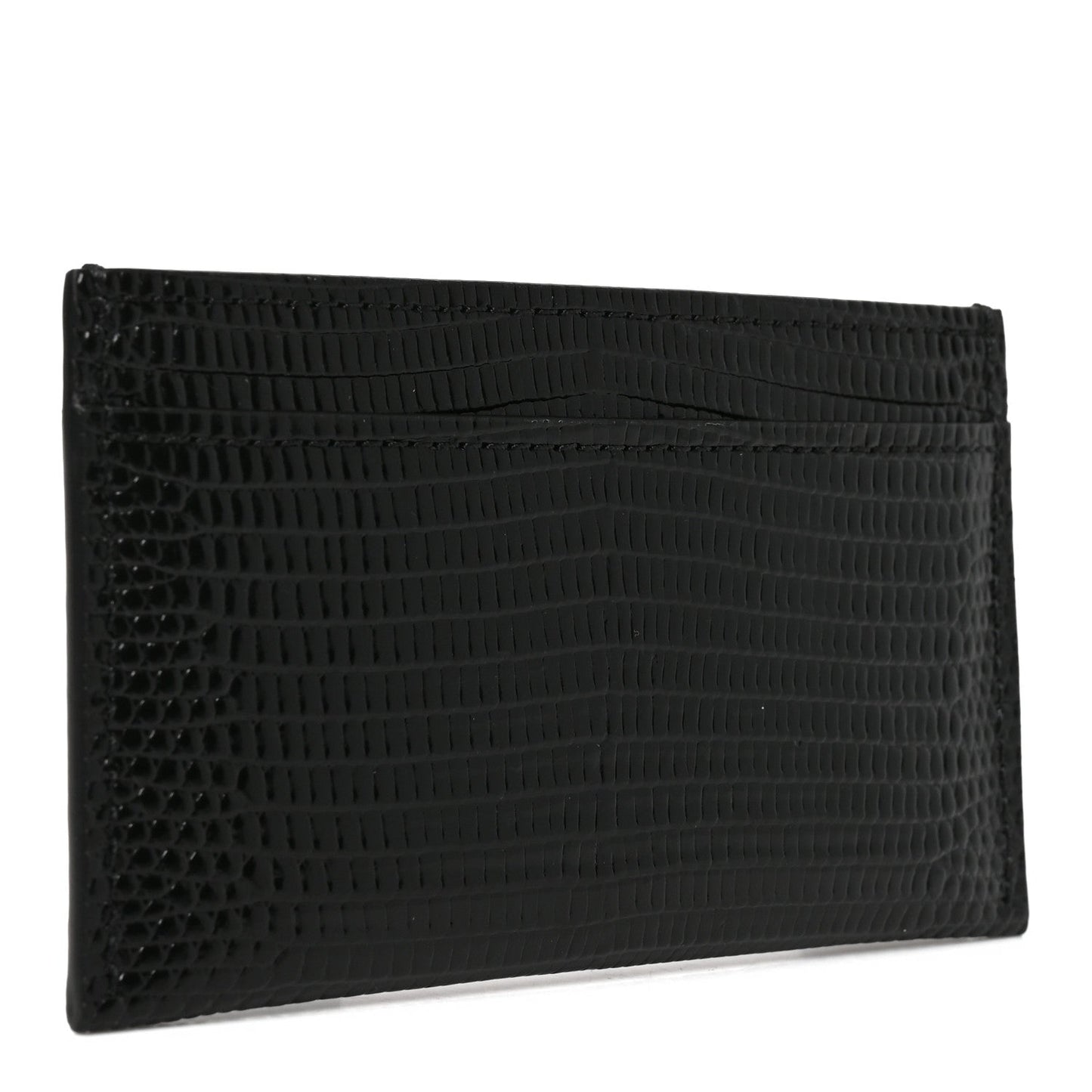 Calfskin Lizard Embossed Card Holder Black