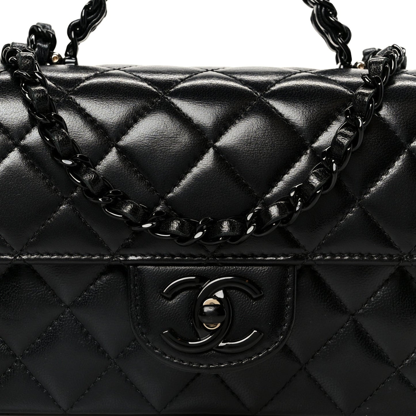 Lambskin Quilted Small Coco Pop Top Handle Flap So Black