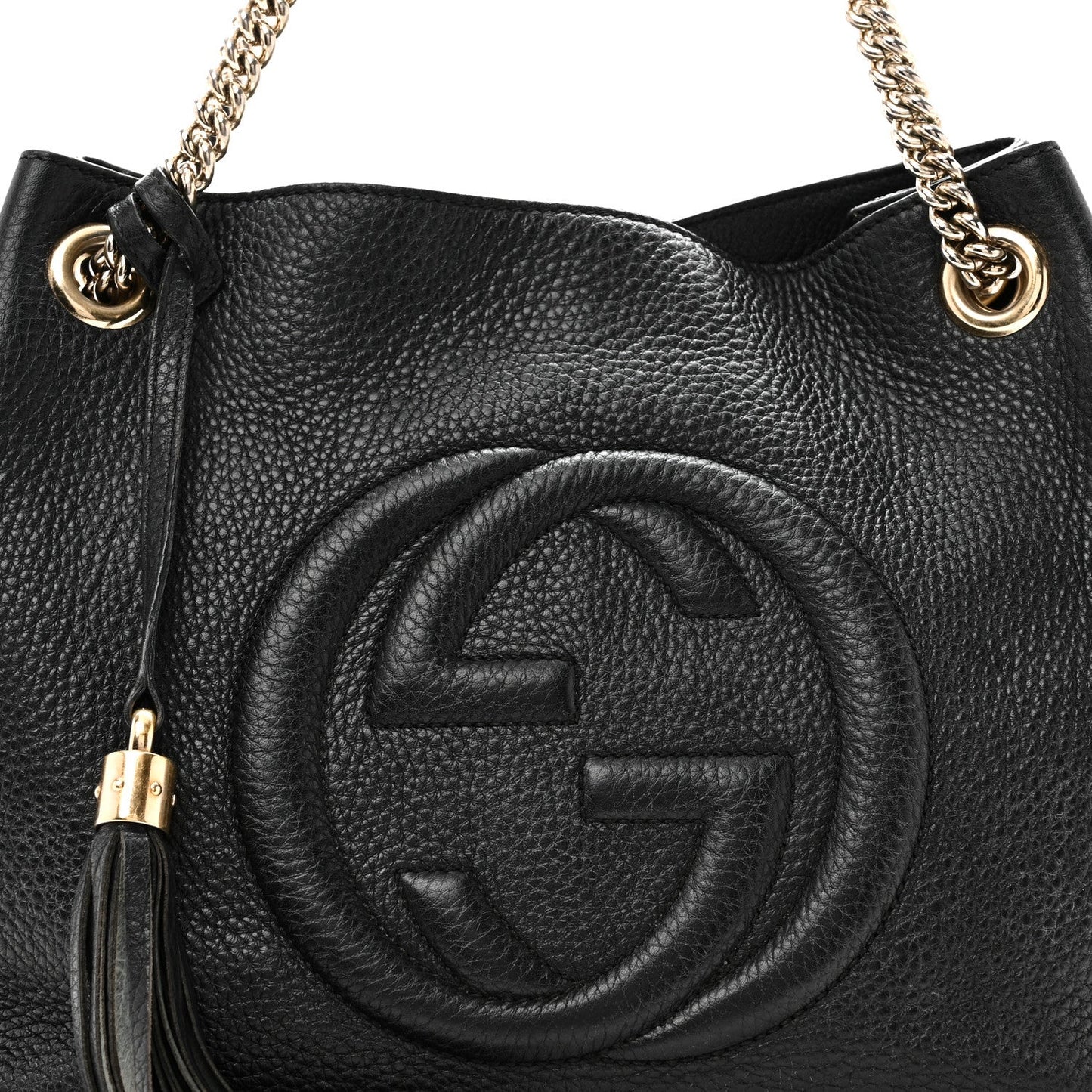 Pebbled Calfskin Medium Soho Chain Shoulder Bag Black