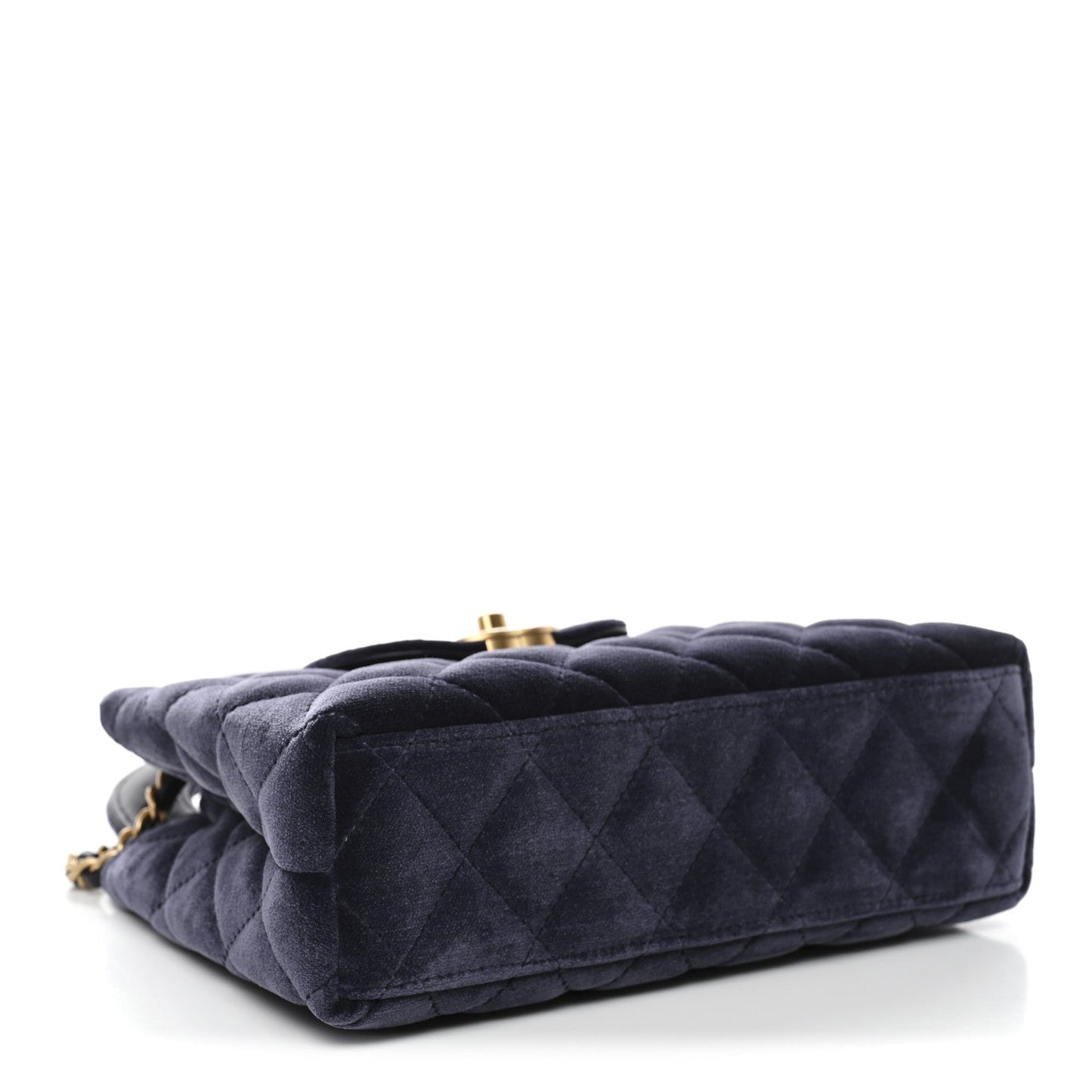 Velvet Quilted Nano Kelly Shopper Navy