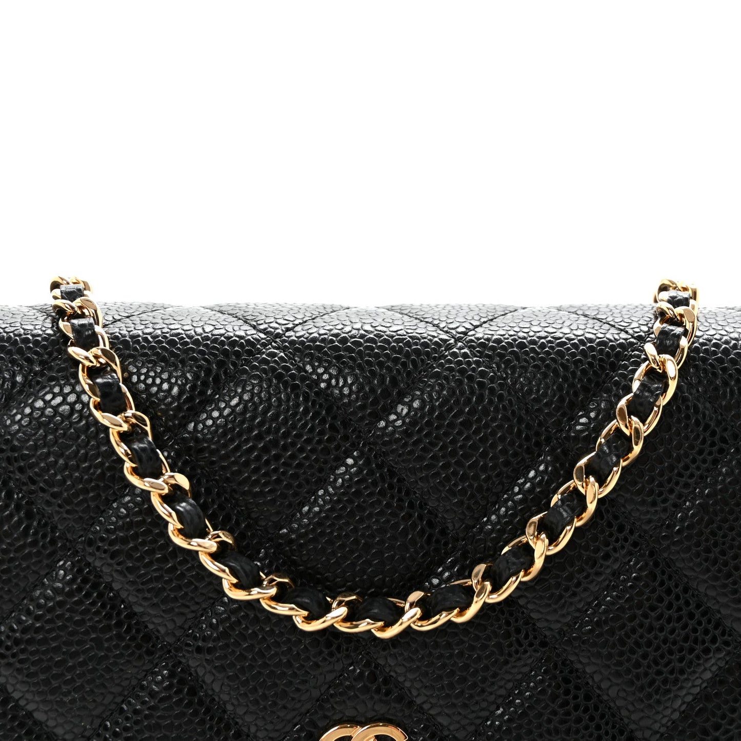 Caviar Quilted Wallet on Chain WOC Black