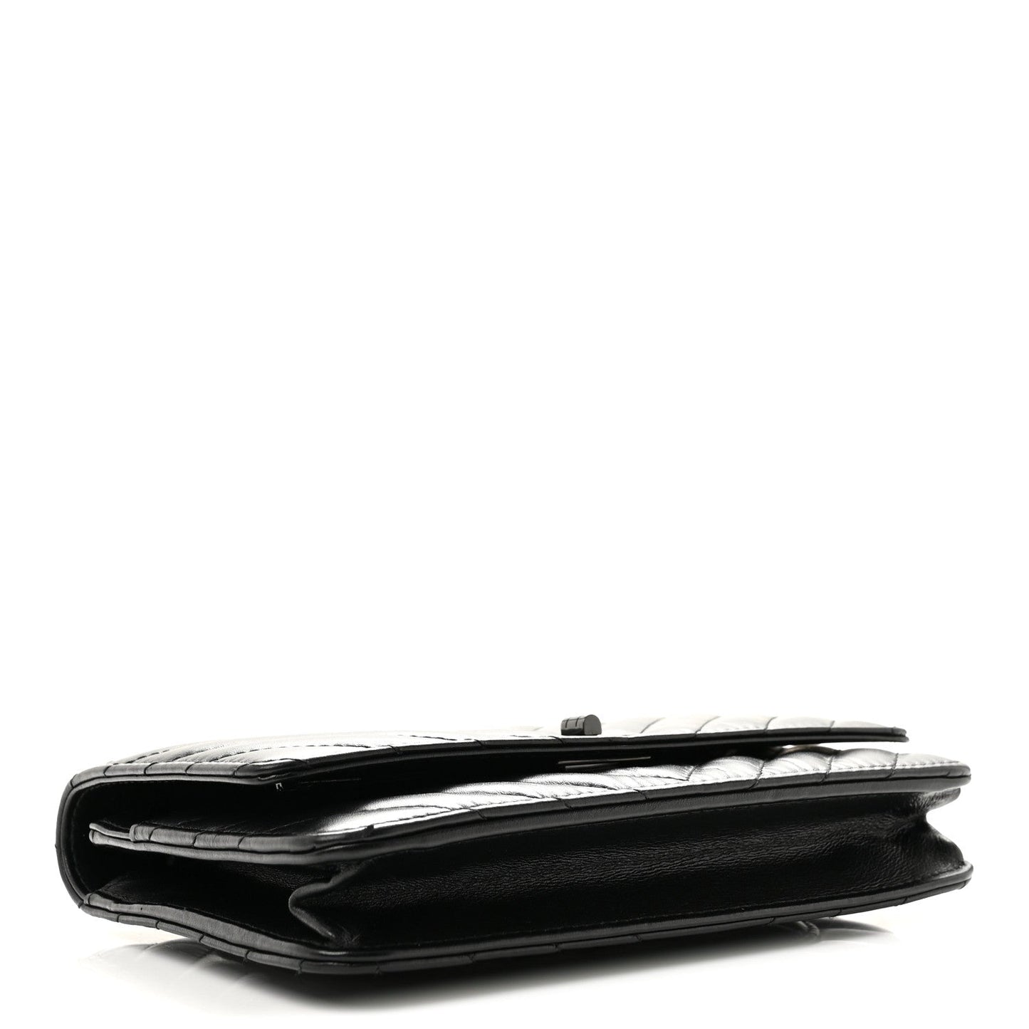 Aged Calfskin Chevron Quilted Reissue Wallet On Chain WOC So Black